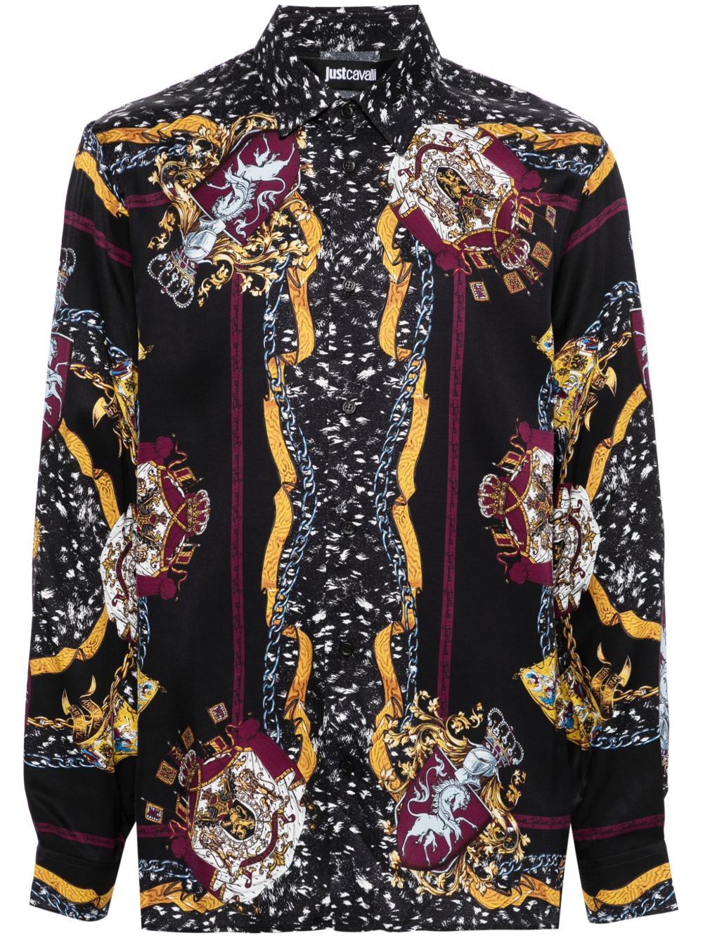Just Cavalli 图案印花长袖衬衫 - 黑色