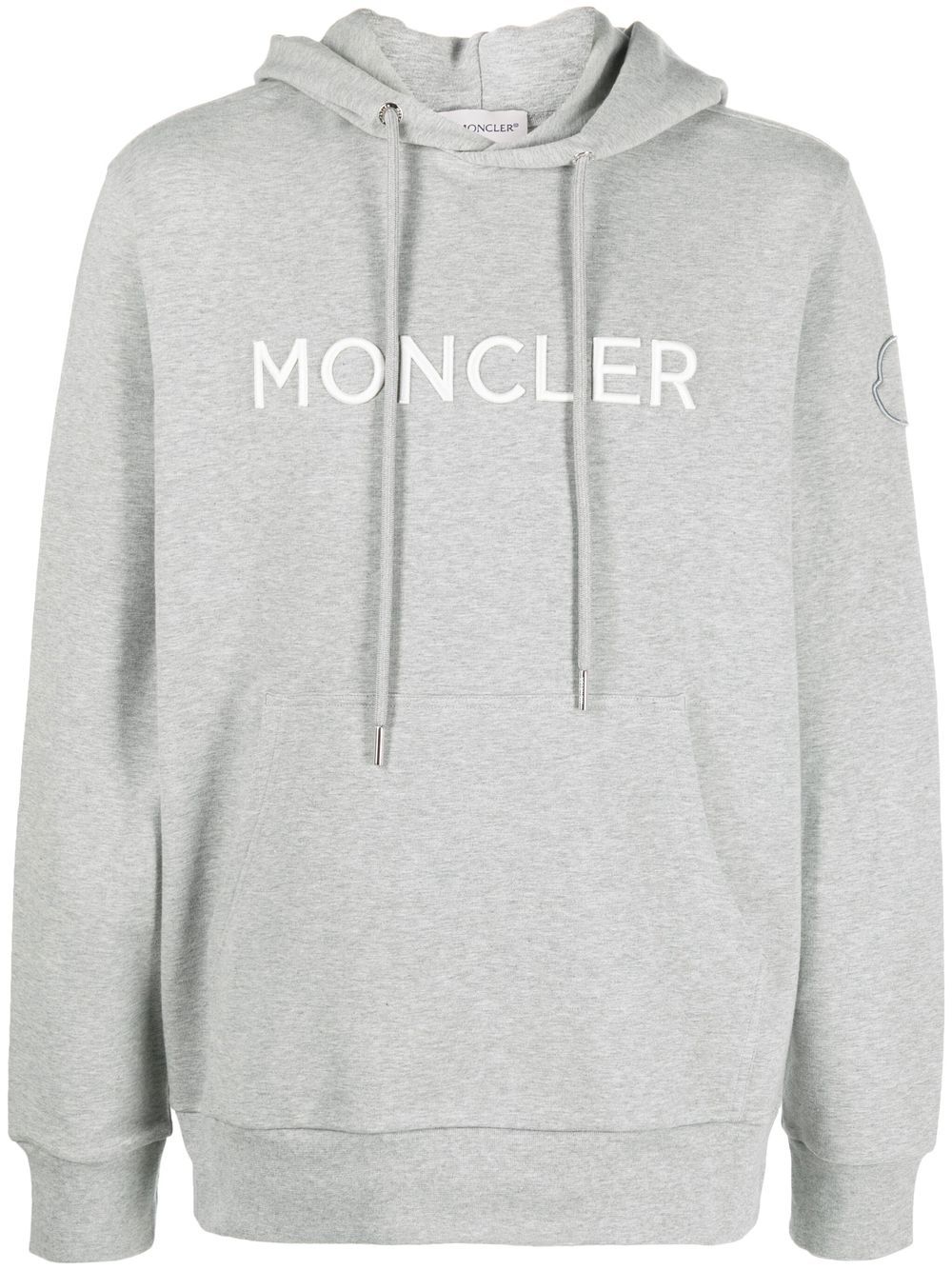 Moncler logo印花抽绳连帽衫 - 灰色