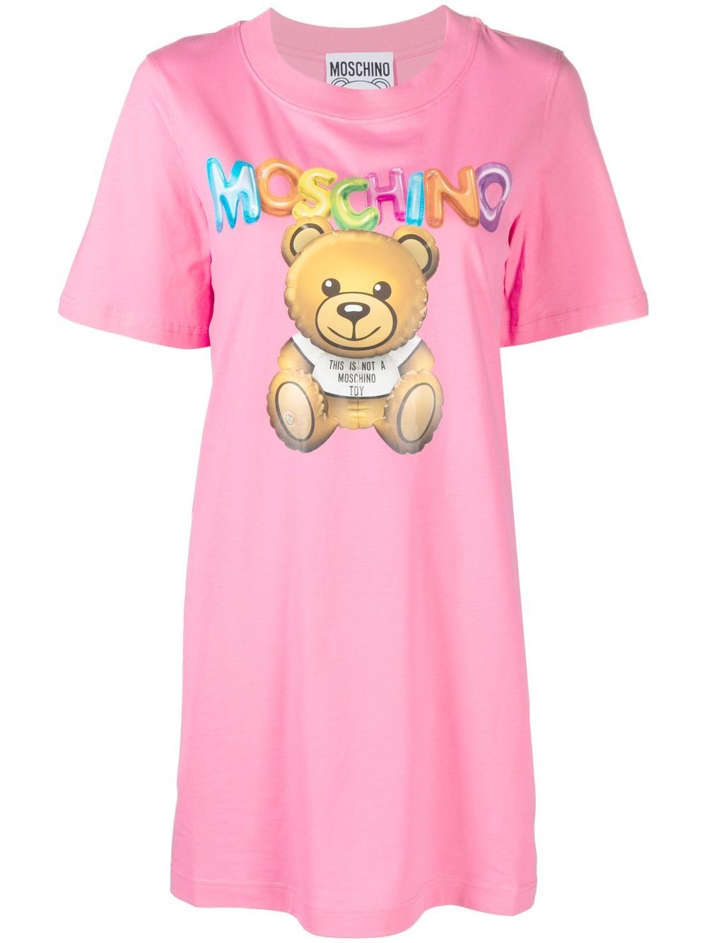 Moschino logo印花T恤式连衣裙 - 粉色