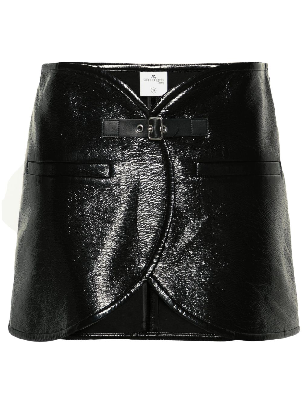 Courrèges Ellipse 漆光面料迷你半身裙 - 黑色