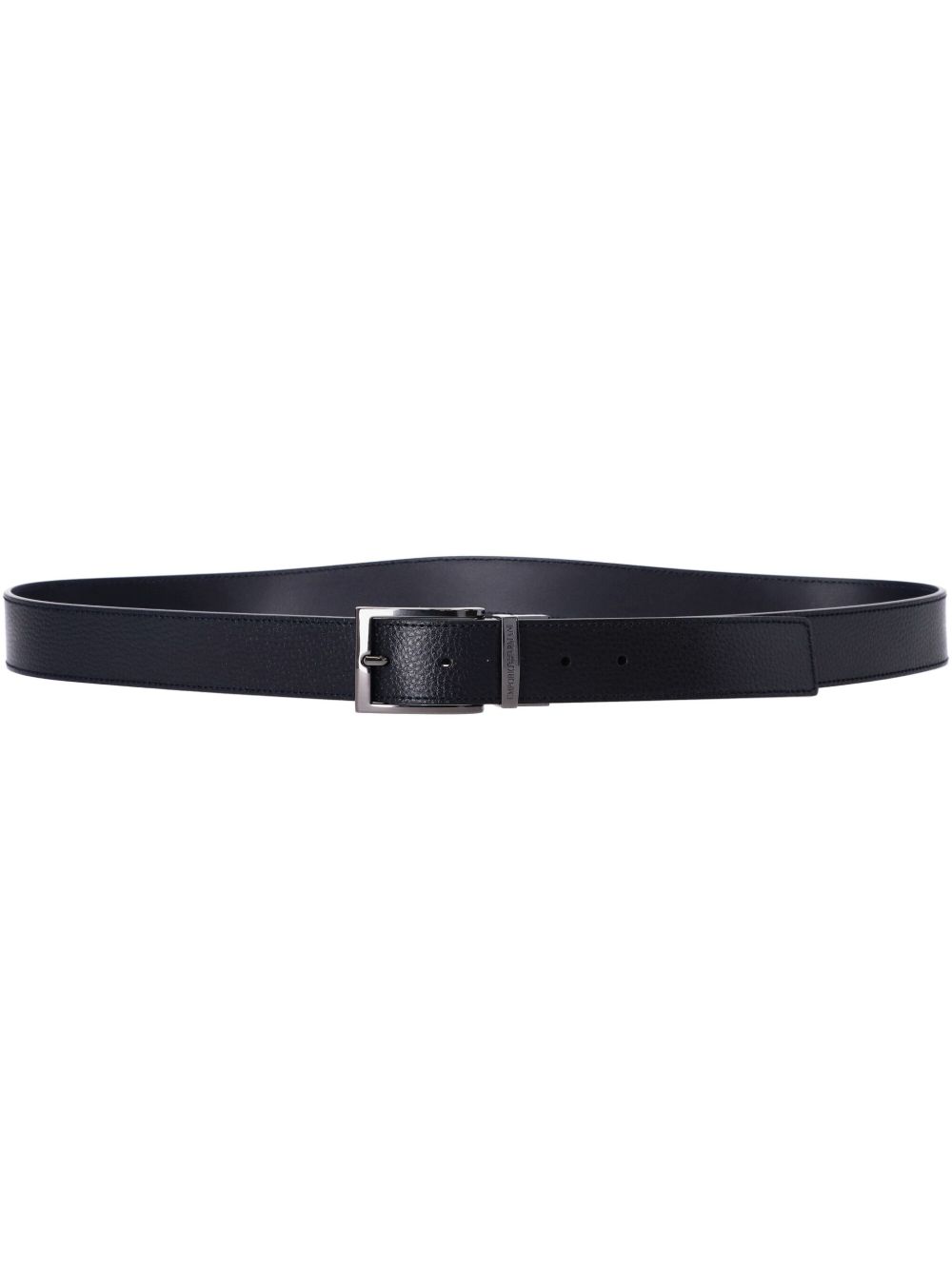 Emporio Armani 扣环皮质腰带 - 黑色