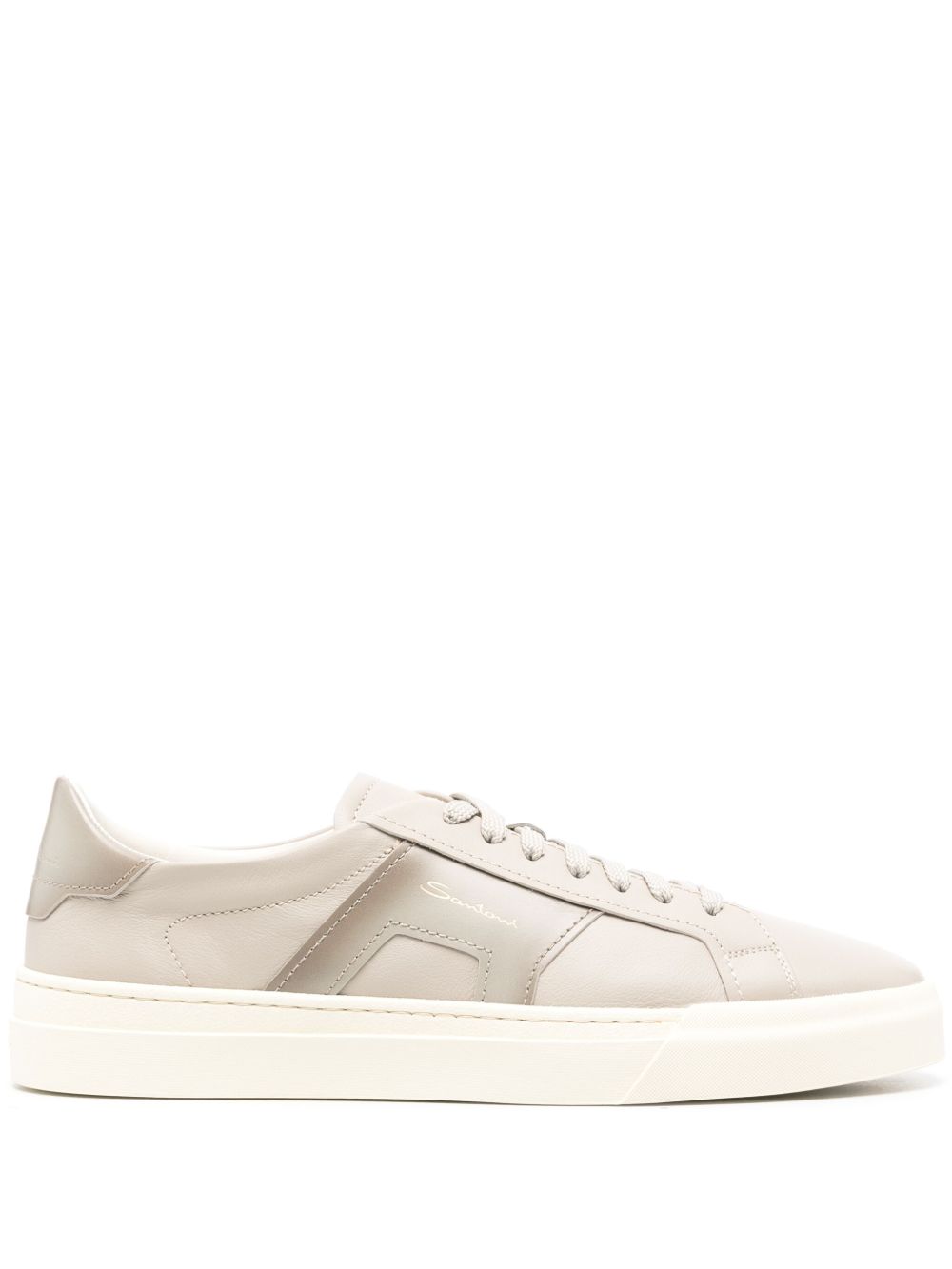 Santoni 拼接皮质运动鞋 - 灰色