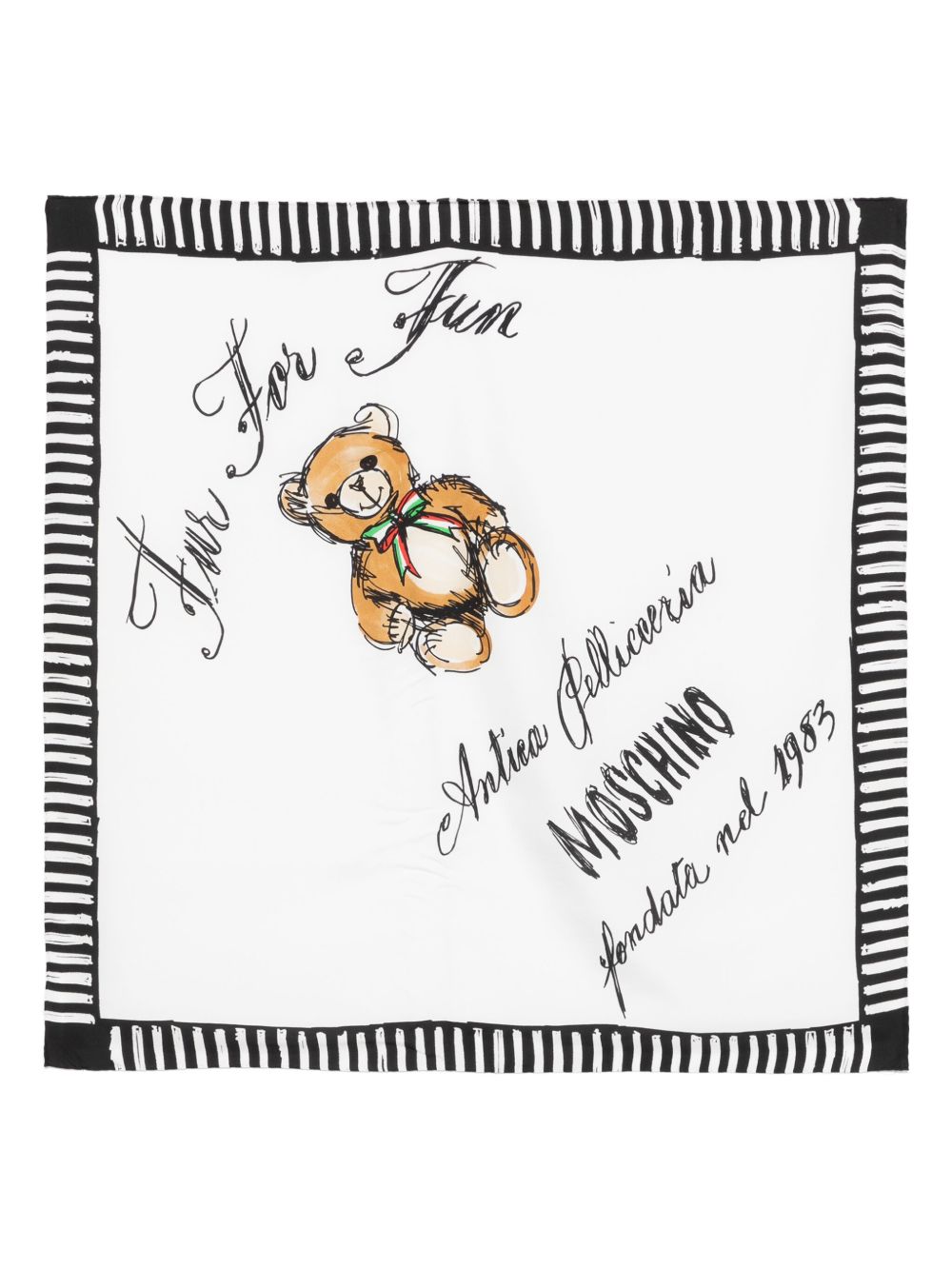 Moschino Teddy Bear 软薄绸围巾 - 白色