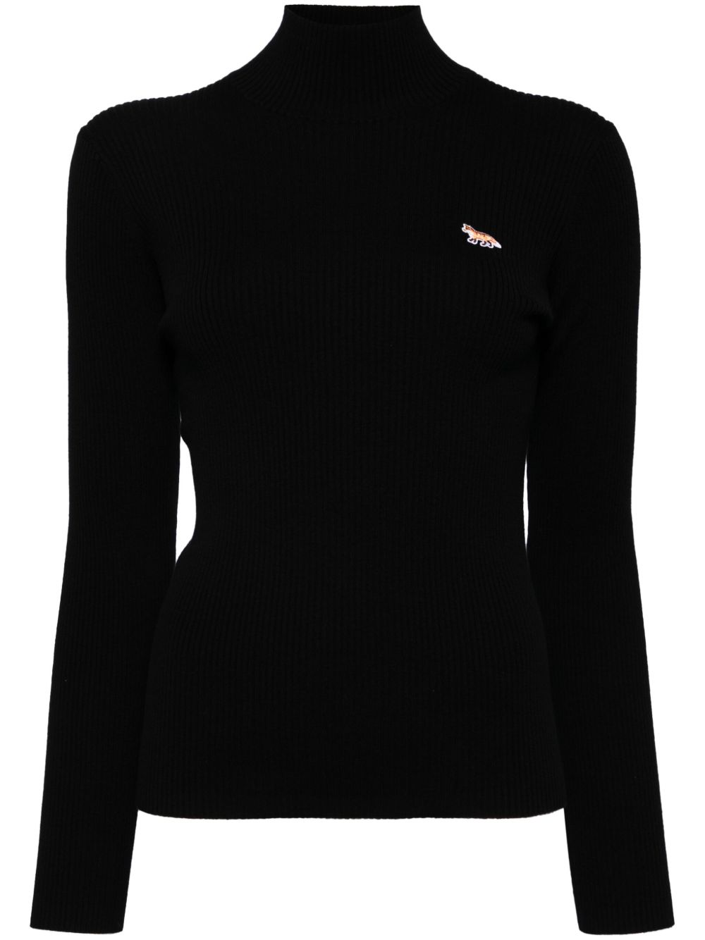 Maison Kitsuné 贴花logo针织上衣 - 黑色