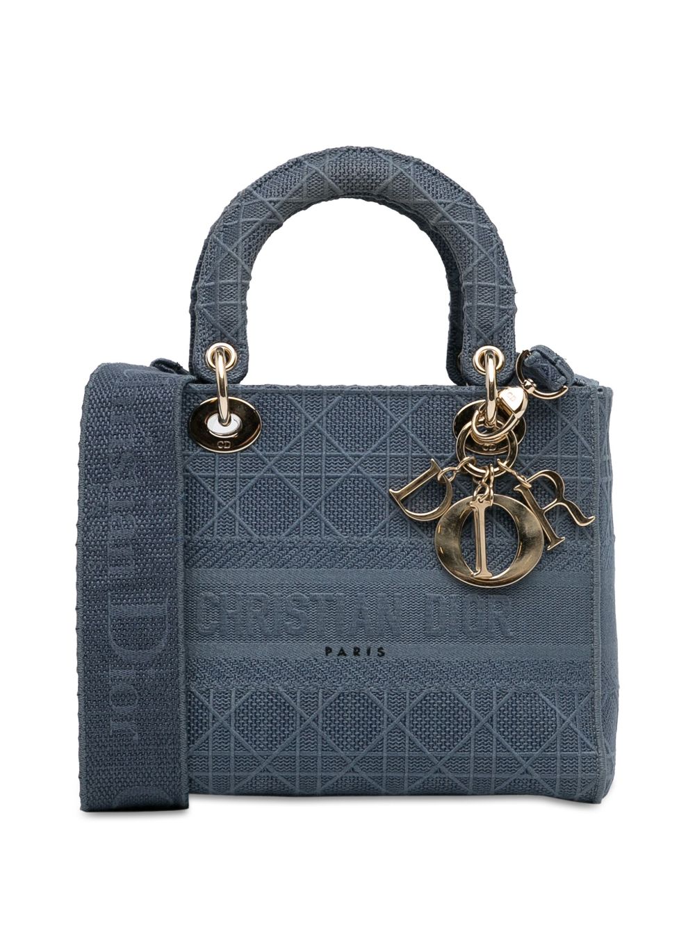 Christian Dior Pre-Owned Medium Cannage Lady D-Lite 斜挎包（2020年典藏款） - 蓝色