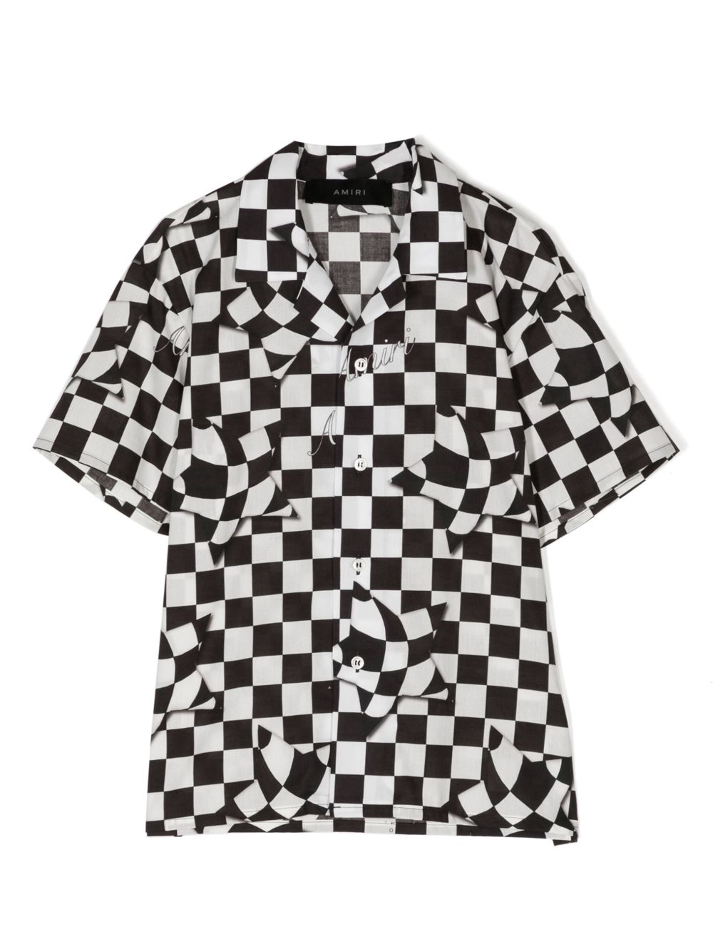 AMIRI KIDS 格纹图案棉衬衫 - 白色