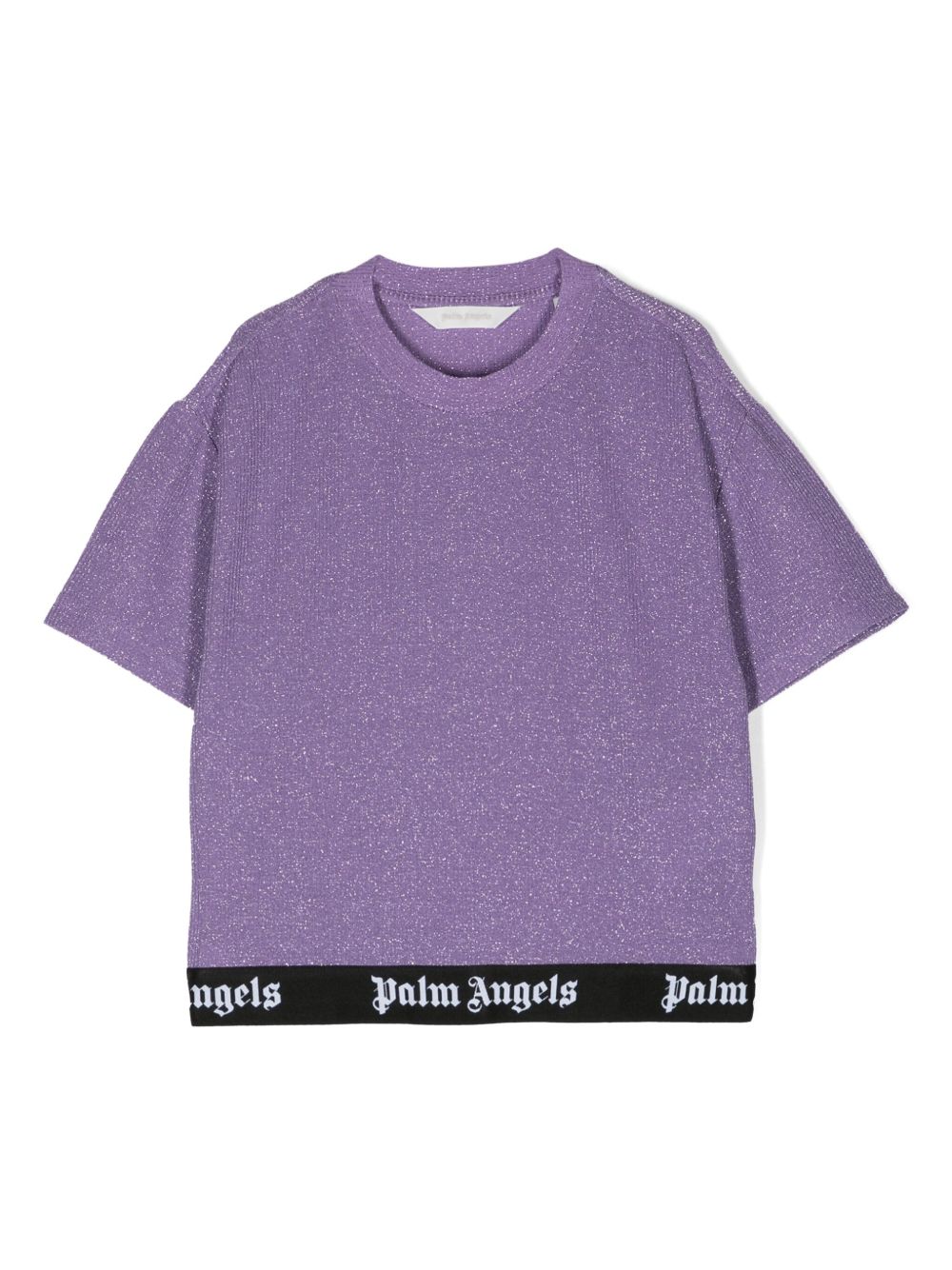 Palm Angels Kids logo底围金银丝T恤 - 紫色
