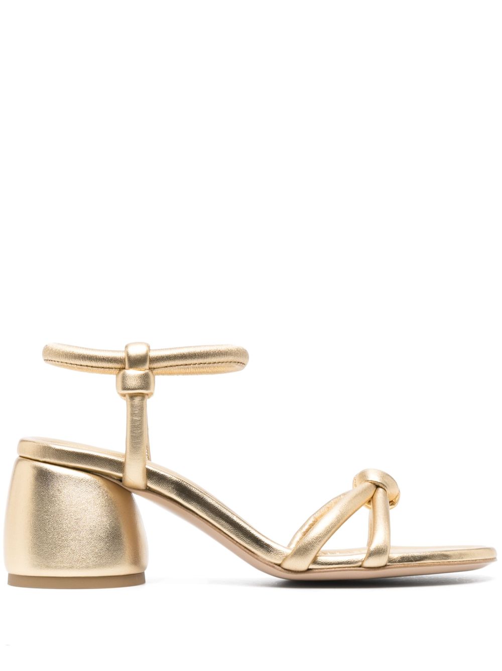 Gianvito Rossi 皮质金属感效果中跟凉鞋 - 金色