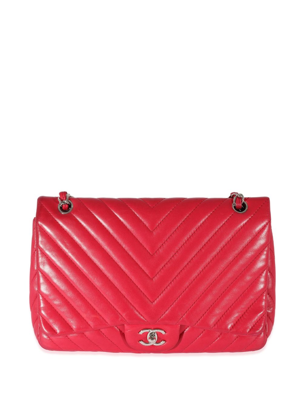 CHANEL Pre-Owned Jumbo Chevron Classic Flap 单肩包 - 粉色