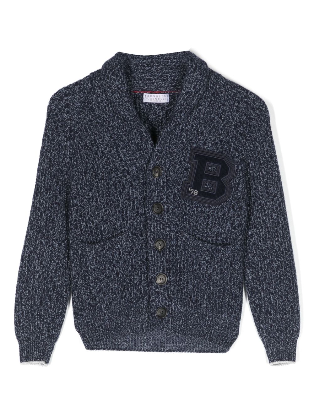 Brunello Cucinelli Kids 标贴开衫 - 蓝色