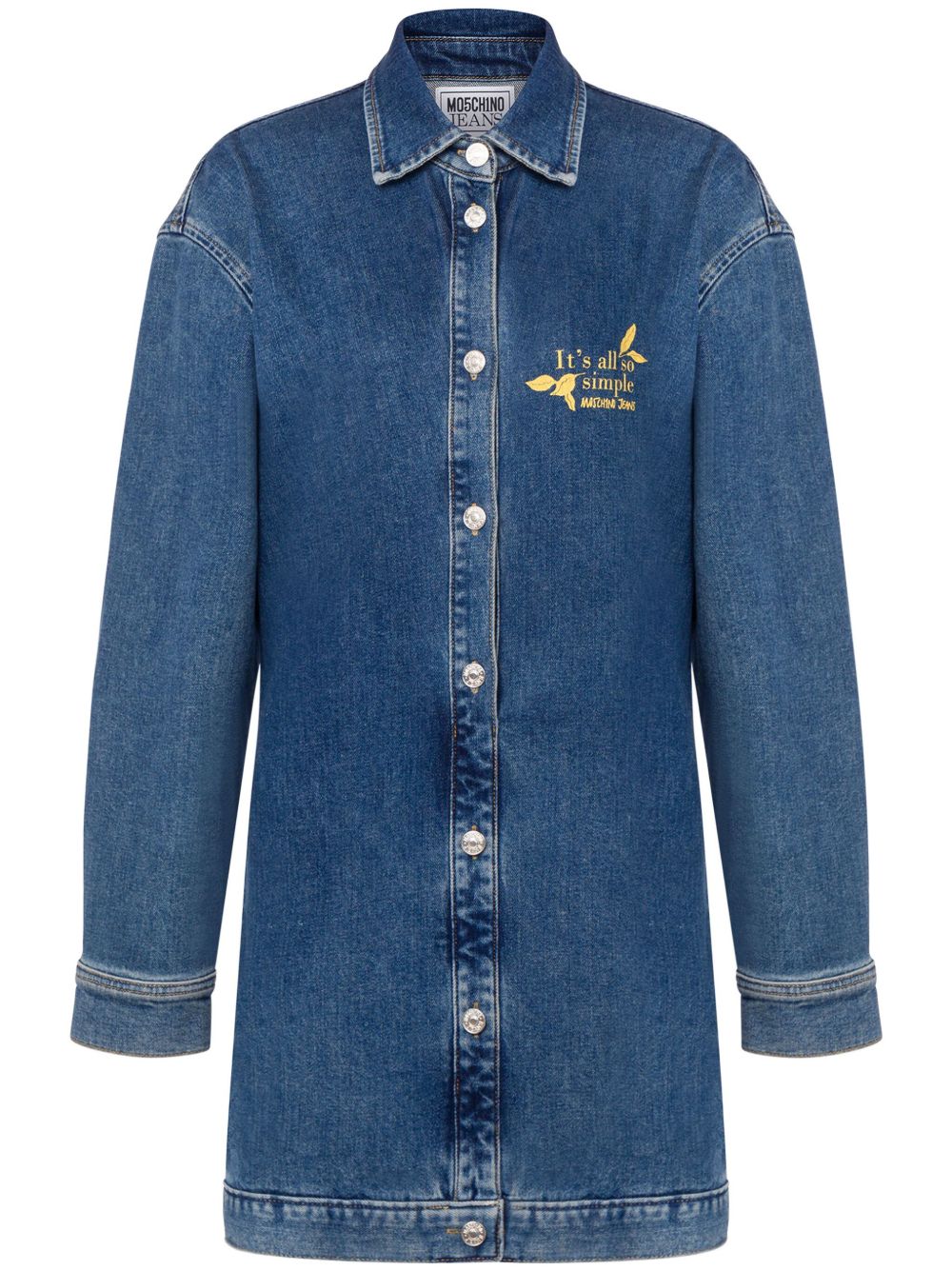 MOSCHINO JEANS 标语刺绣牛仔衬衫裙 - 蓝色
