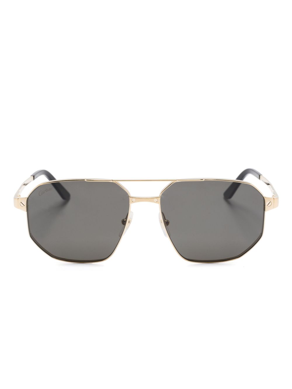 Cartier Eyewear 飞行员镜框太阳眼镜 - 金色