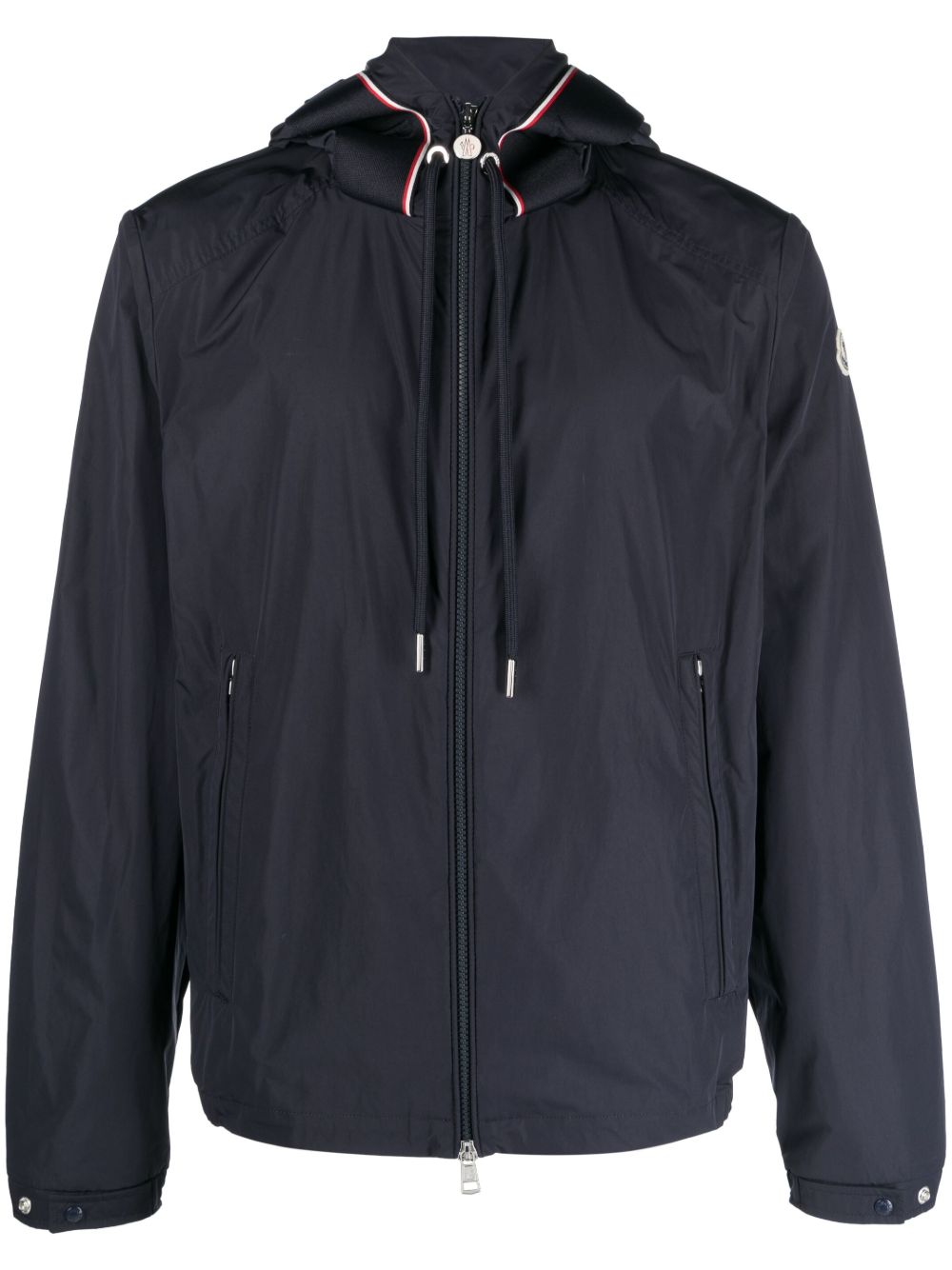 Moncler logo压花连帽防风衣 - 蓝色