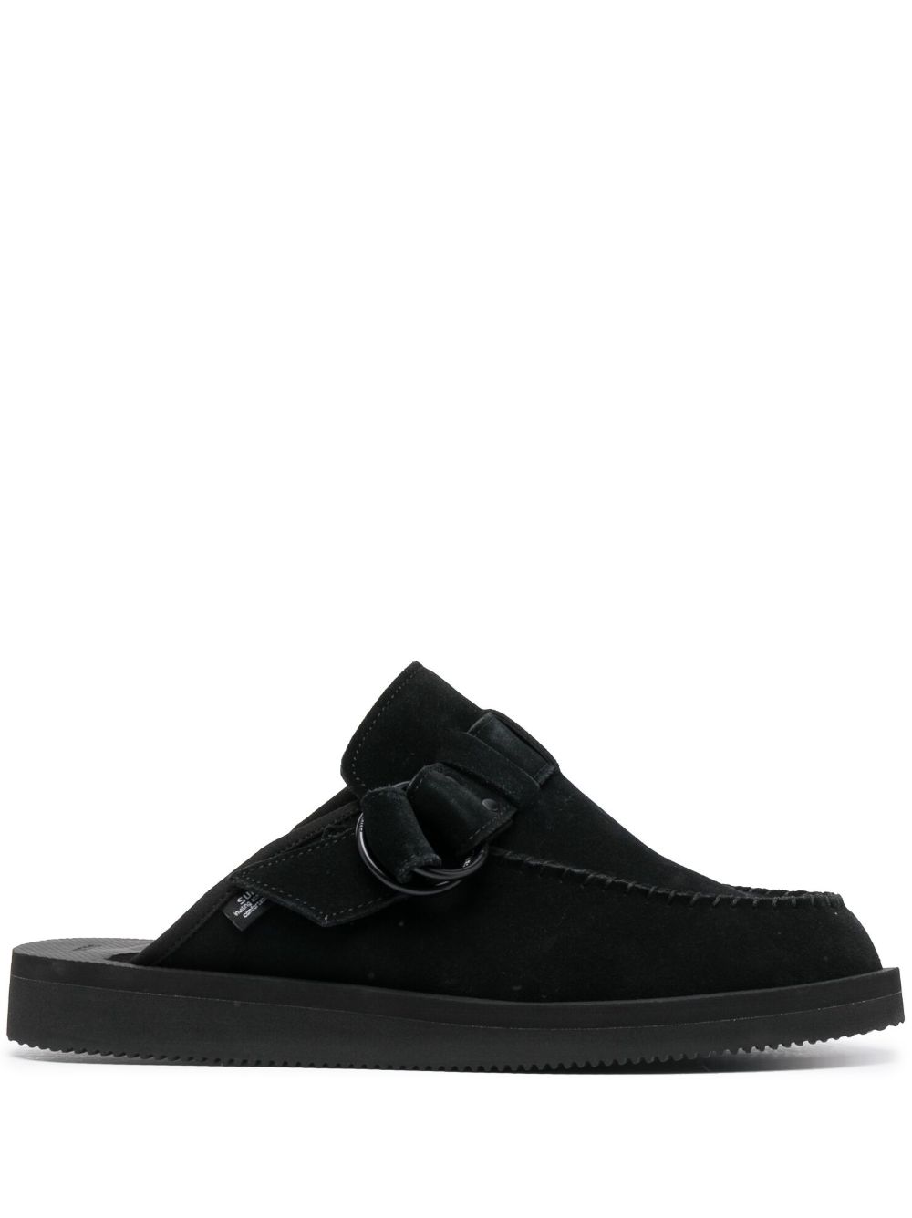 Suicoke 扣环带皮质凉鞋 - 黑色