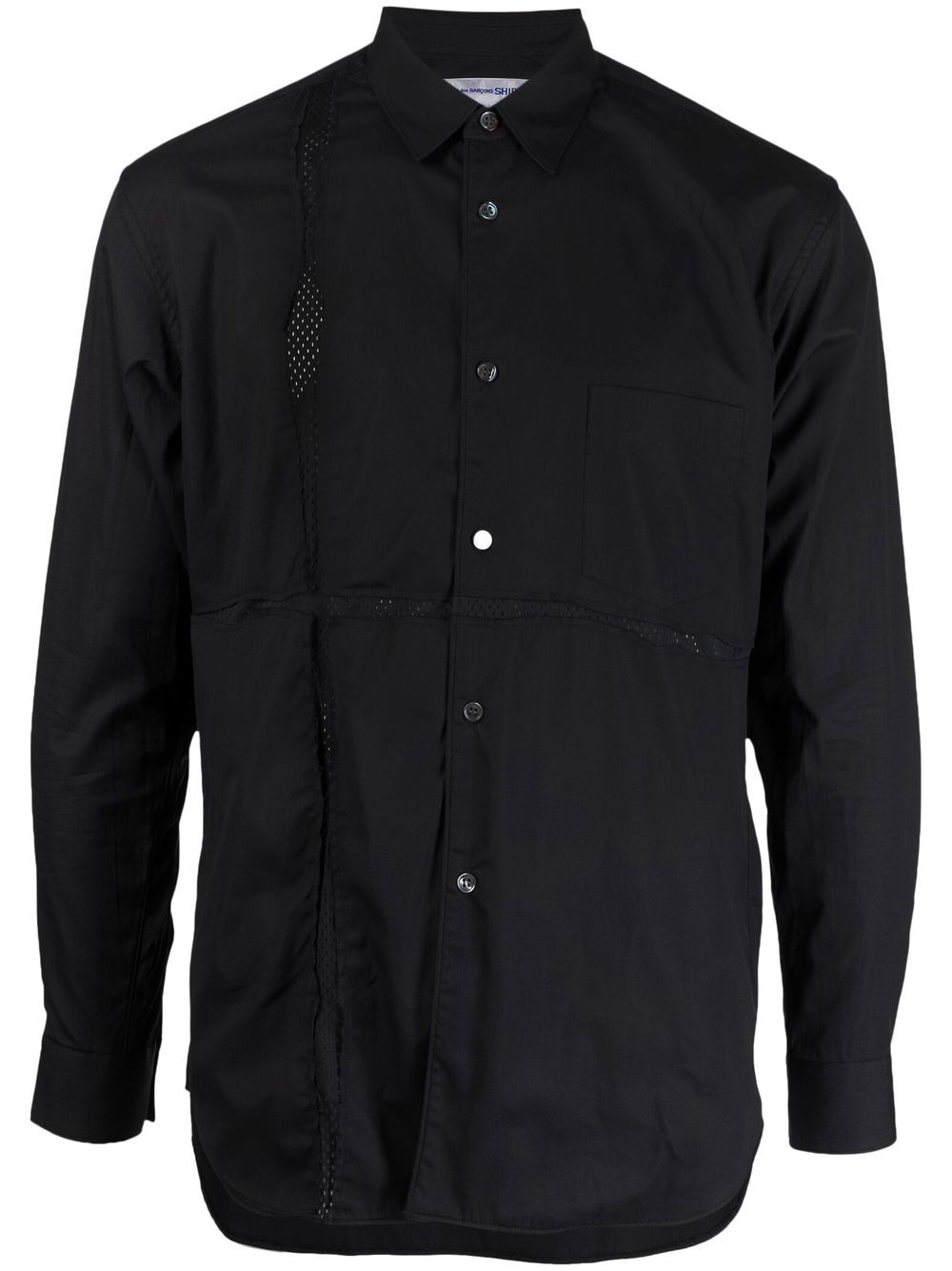 Comme Des Garçons Shirt 拼接设计棉衬衫 - 黑色