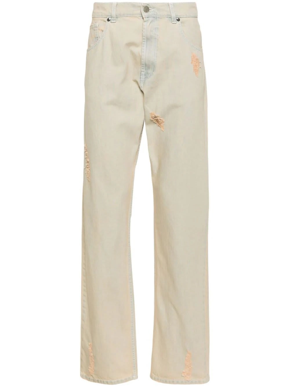 MSGM Mid-rise Straight-leg Distressed Jeans