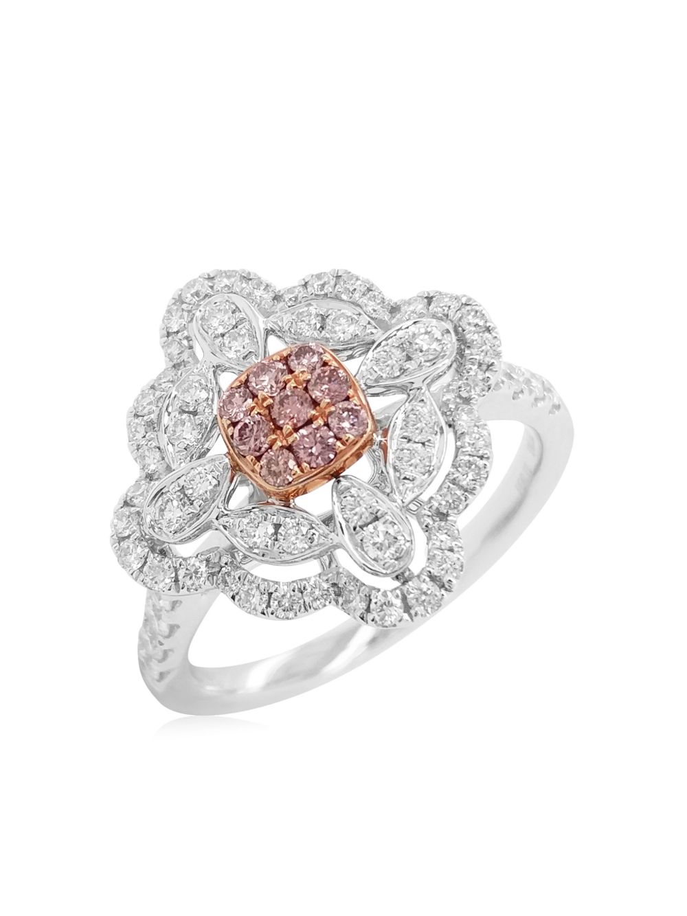 HYT Jewelry 18K玫瑰金铂金钻石戒指 - 银色