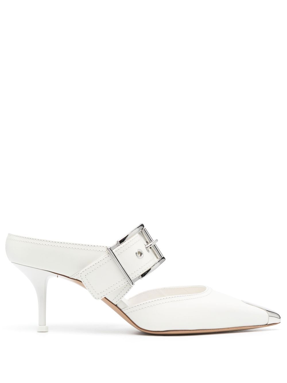 Alexander McQueen 亚历山大·麦昆 尖头扣环穆勒鞋 - 白色