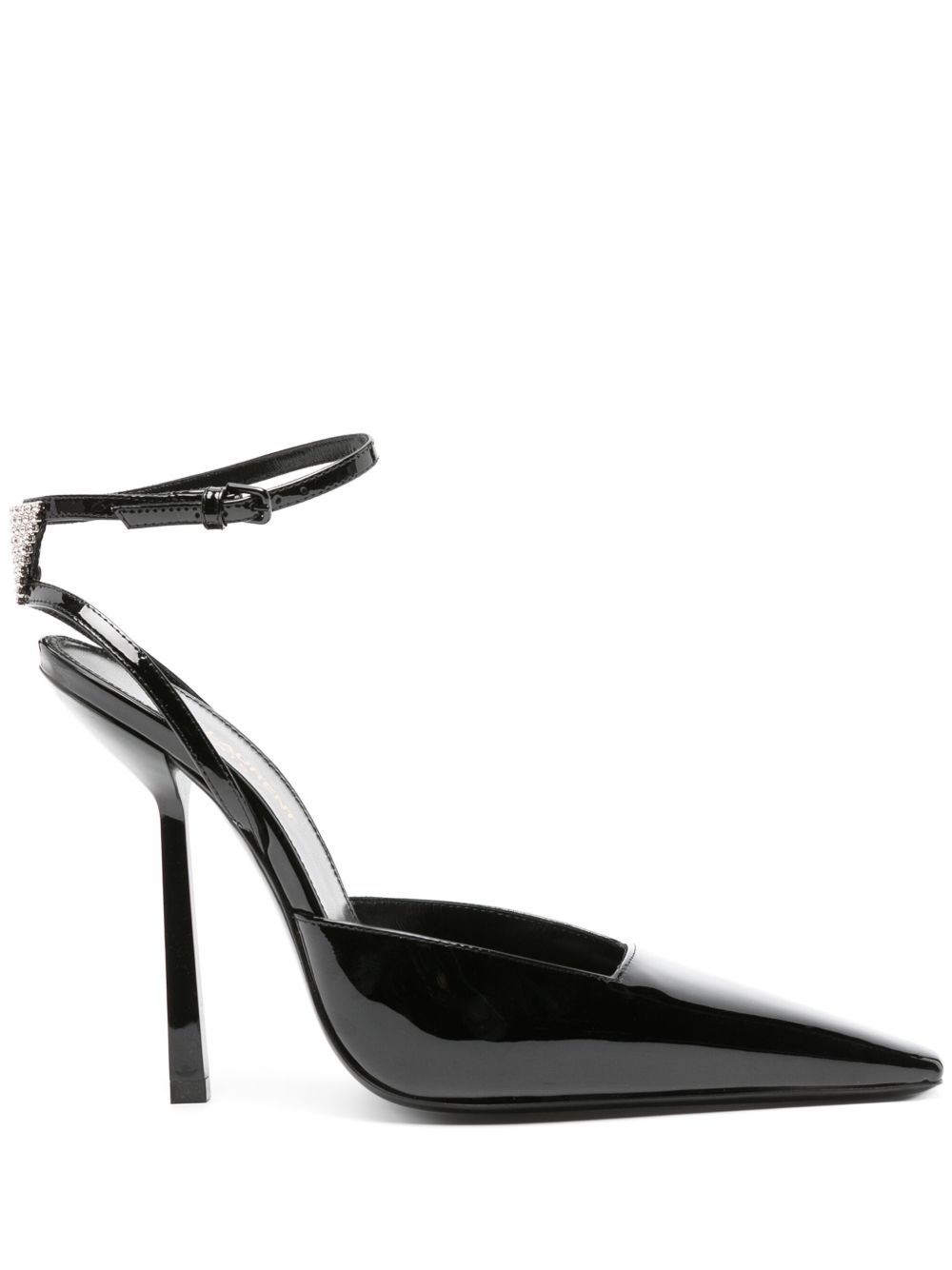 Saint Laurent Anouk 皮质裹踝高跟鞋 - 黑色