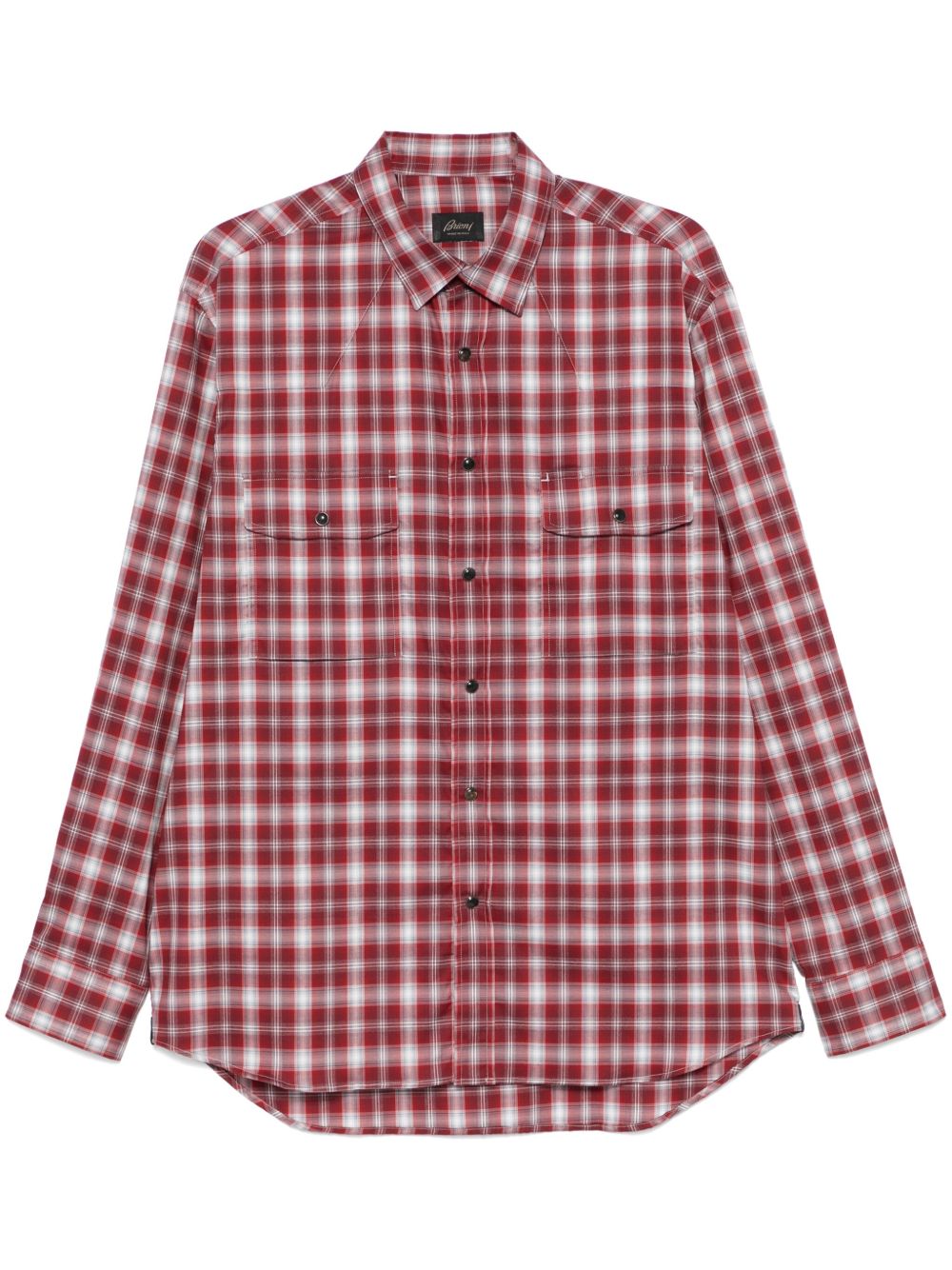 Brioni 格纹衬衫 - 红色