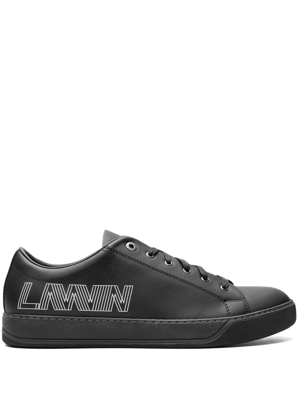 Lanvin logo印花皮质运动鞋 - 黑色