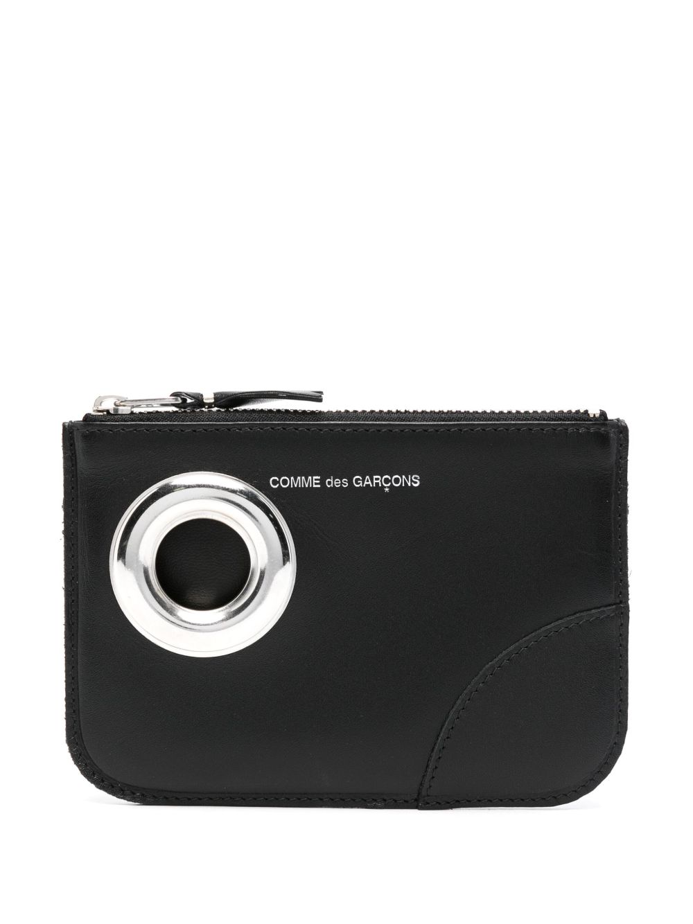 Comme Des Garçons Wallet 孔眼细节皮质钱包 - 黑色