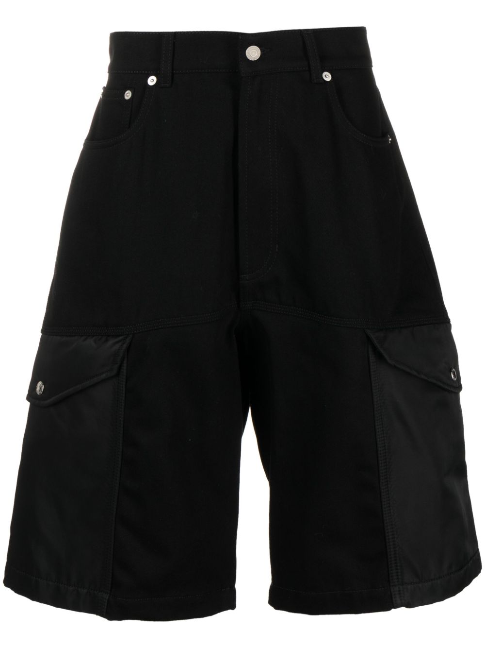 Alexander McQueen Hybrid 牛仔工装短裤 - 黑色