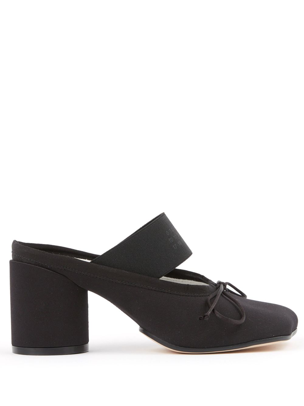 MM6 Maison Margiela logo饰带蝴蝶结细节穆勒鞋 - 黑色