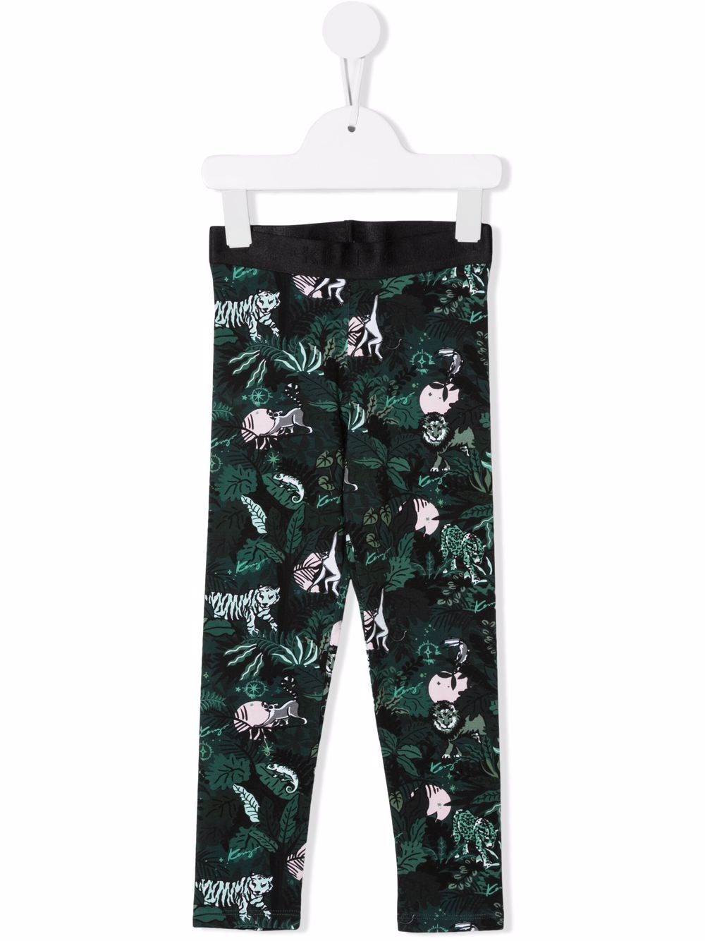 Kenzo Kids 热带丛林印花打底裤 - 绿色