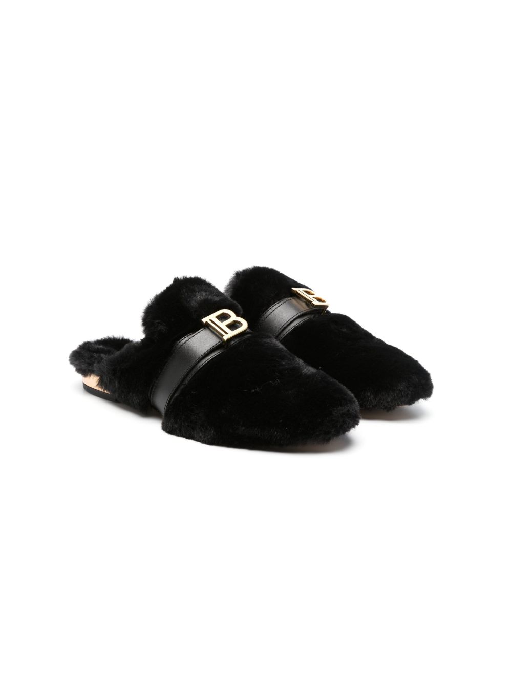 Balmain Kids logo标牌拖鞋 - 黑色