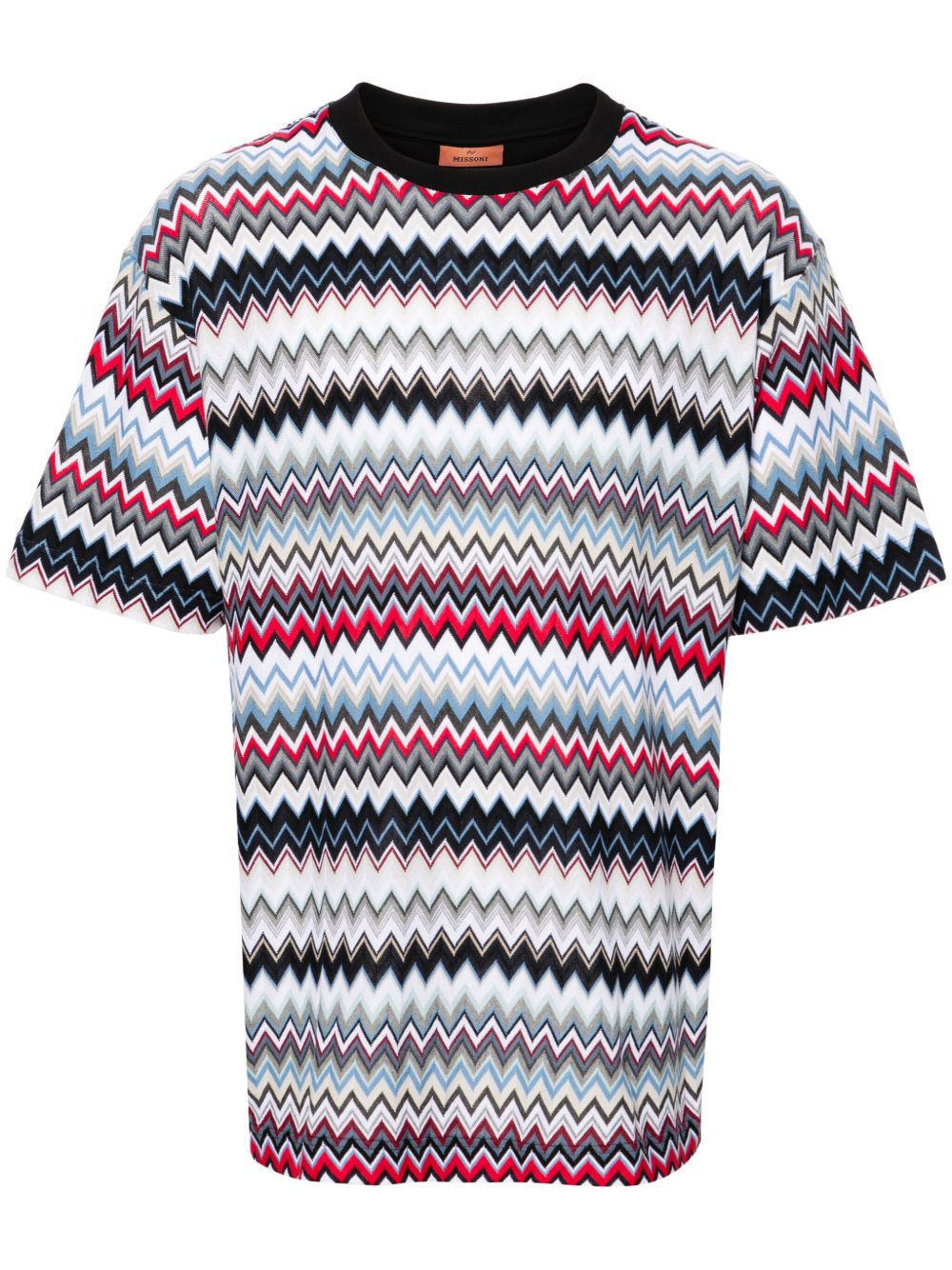 Missoni Z字形图案编织棉T恤 - 红色