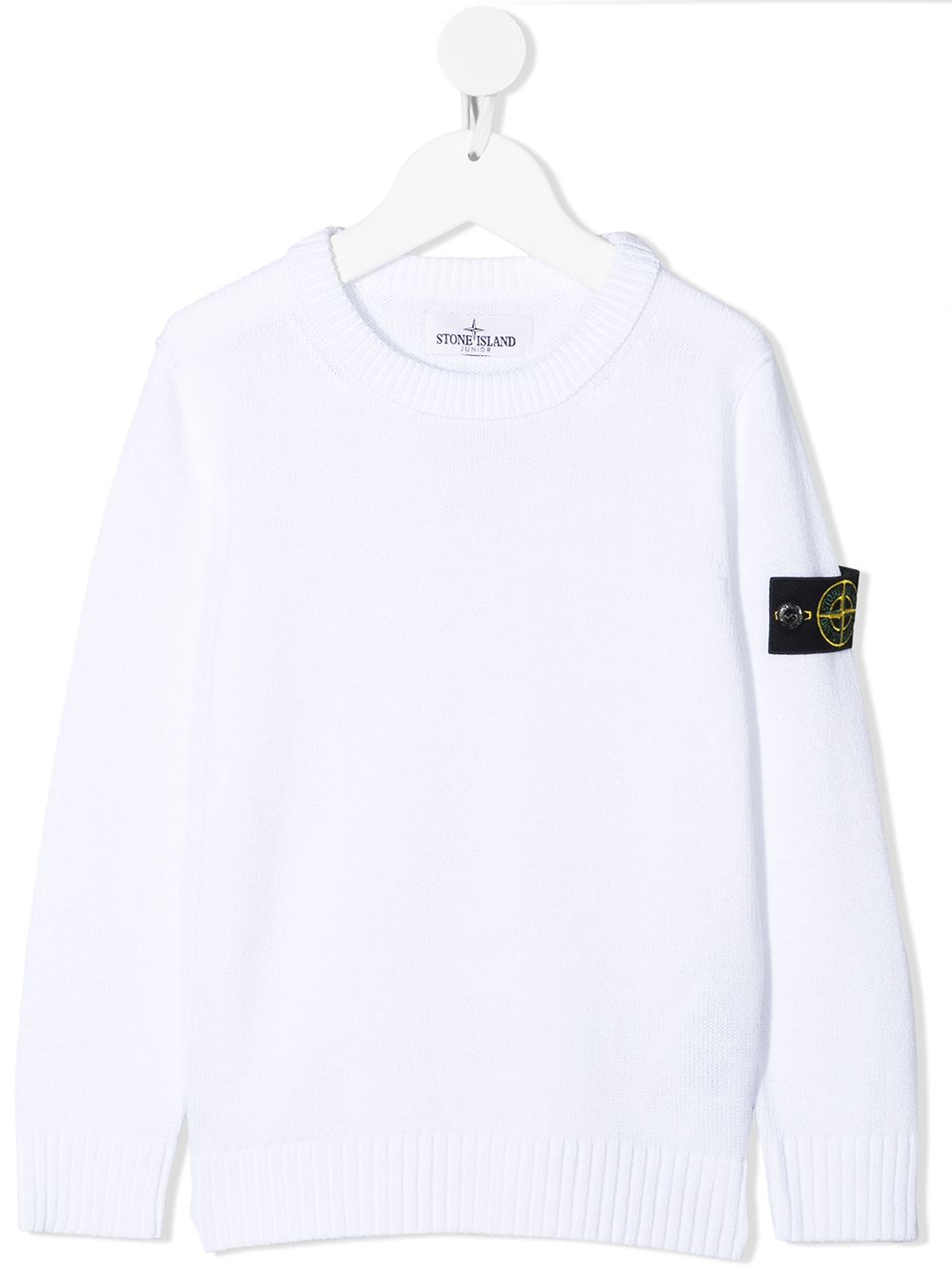 Stone Island Junior logo贴花毛衣 - 白色