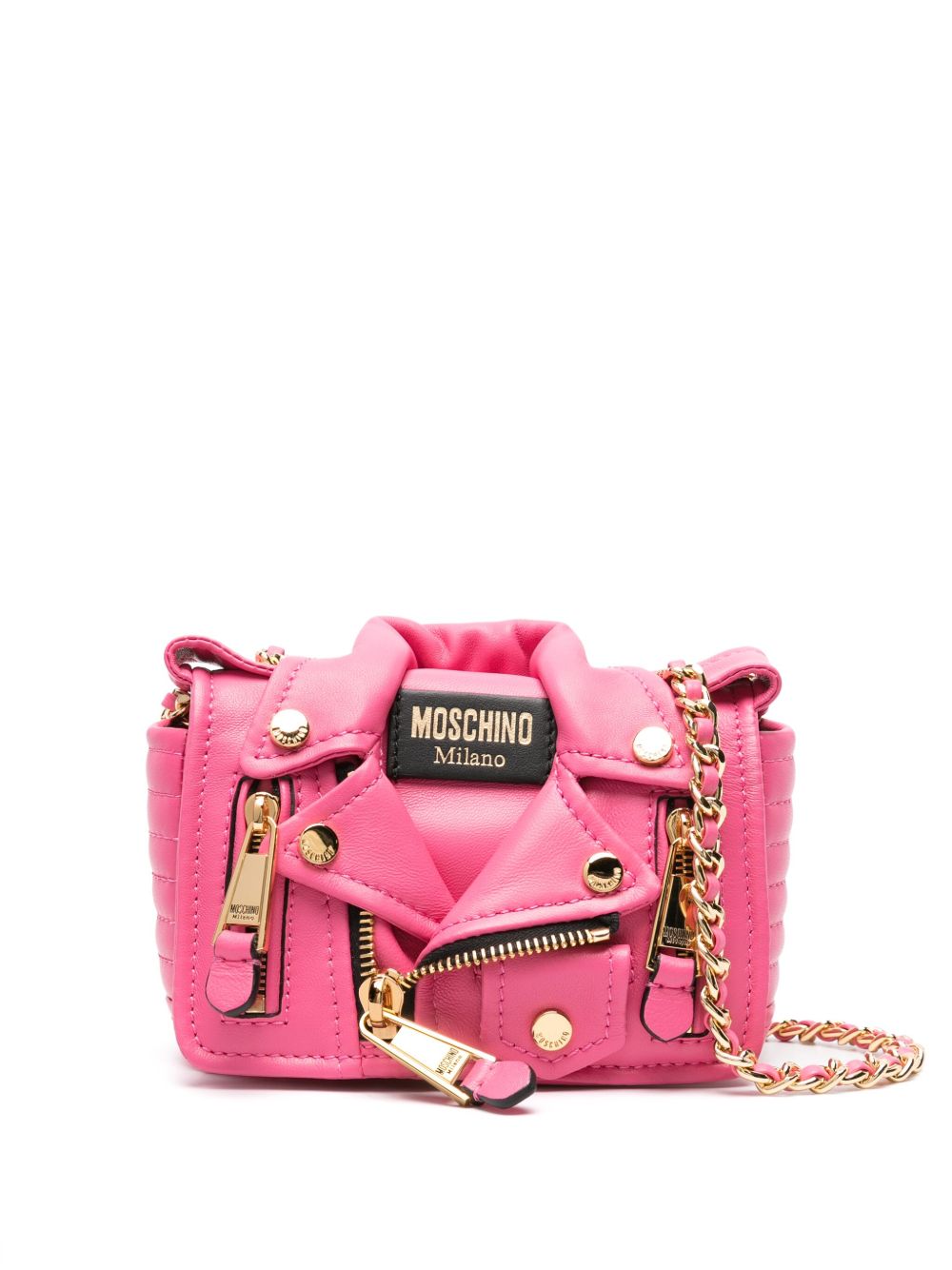 Moschino 皮质迷你手提包 - 粉色