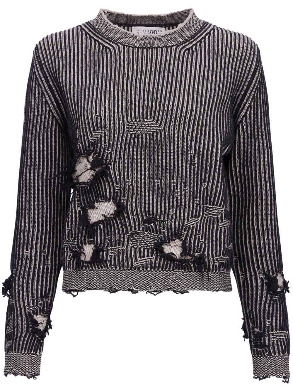 MM6 Maison Margiela 仿旧效果针织毛衣 - 灰色