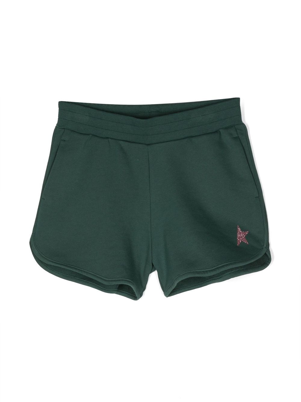 Golden Goose Kids logo印花松紧裤腰短裤 - 绿色