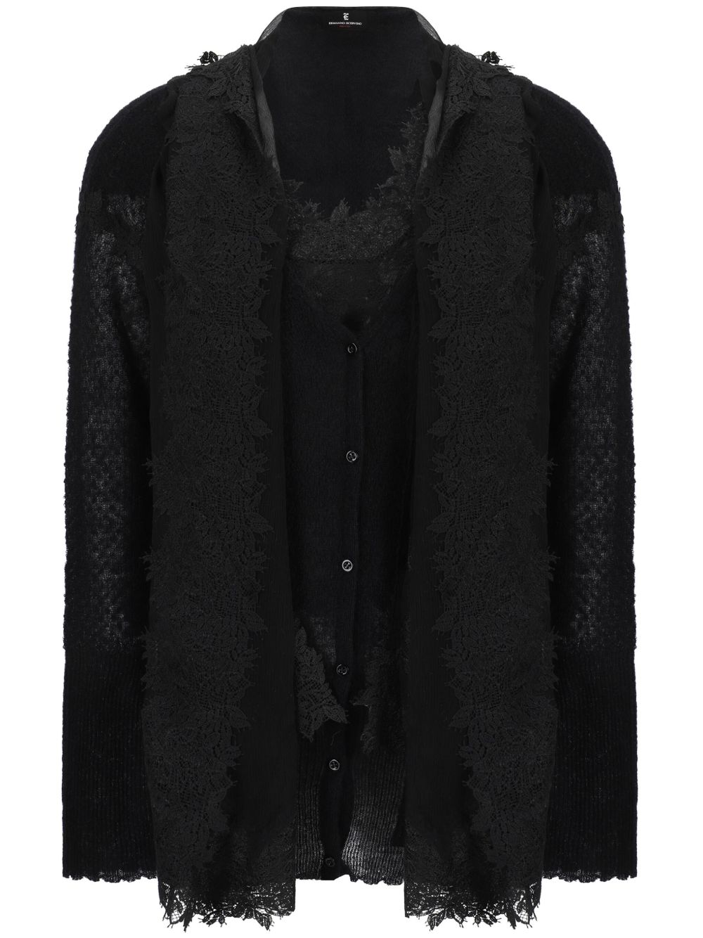 Ermanno Scervino 蕾丝衬里开衫 - 黑色
