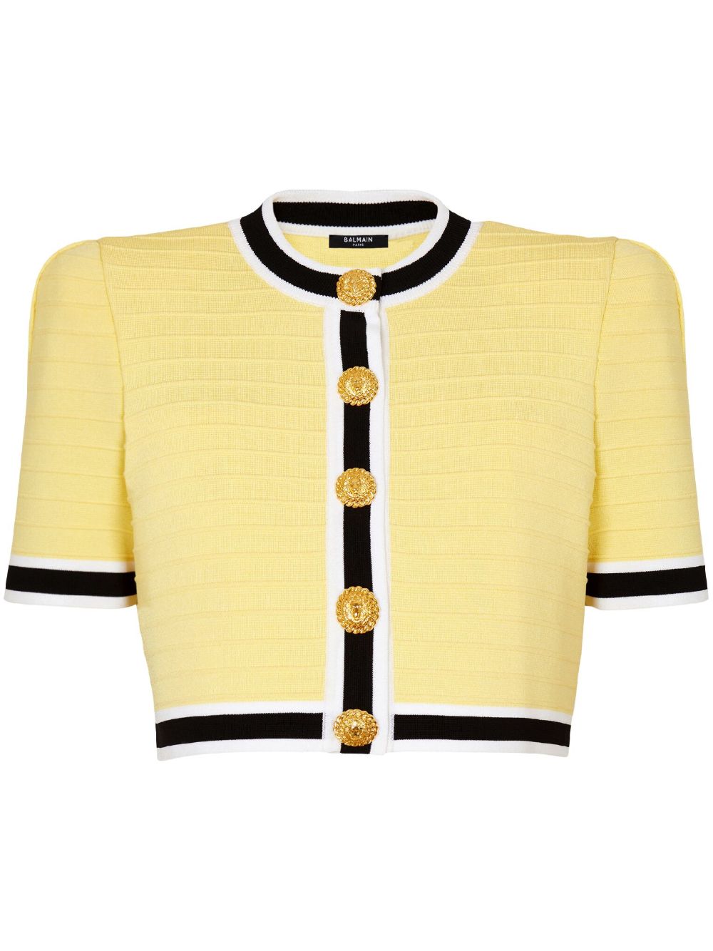 Balmain Lion Head 纽扣短款开衫 - 黄色