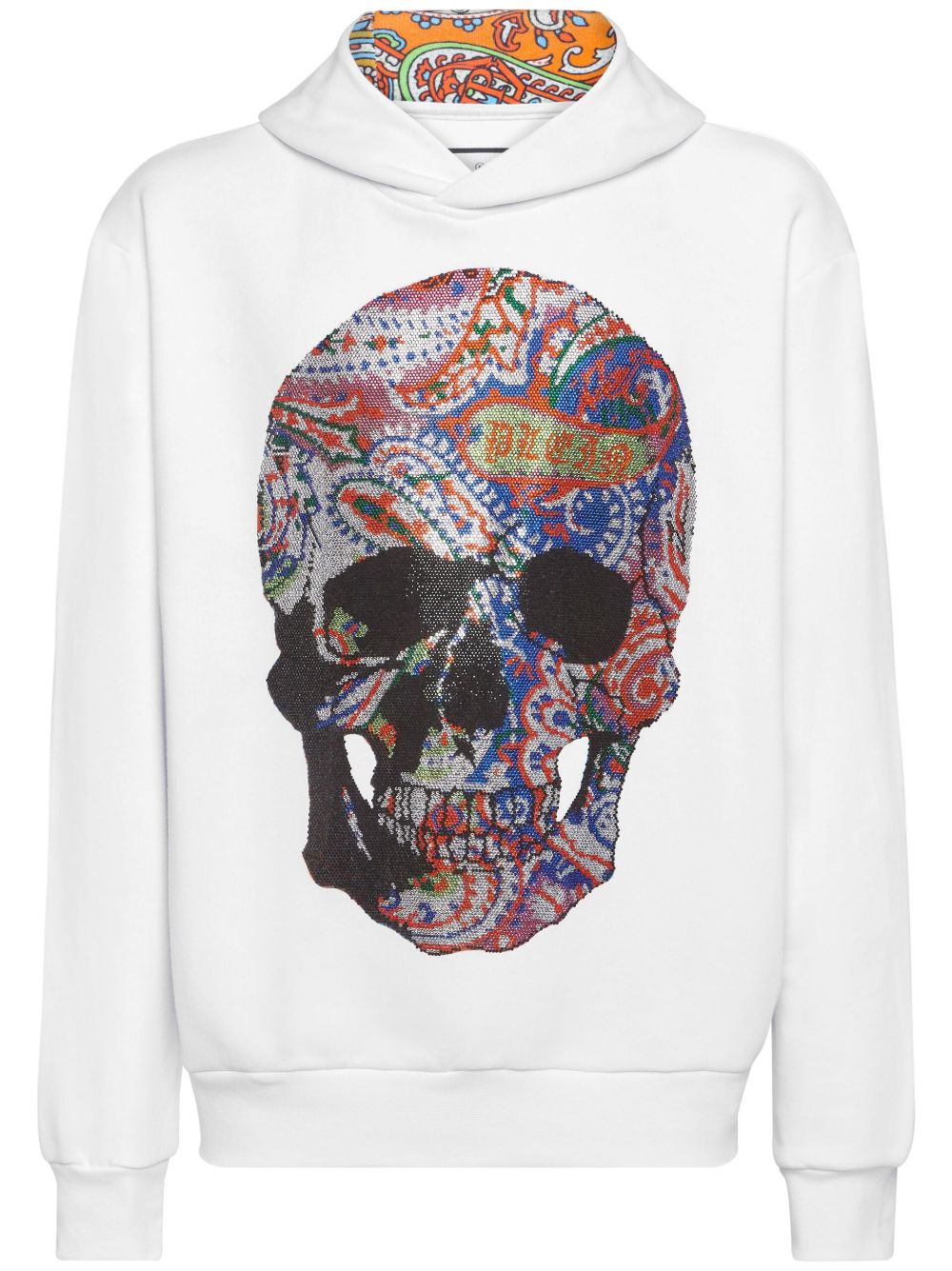 Philipp Plein 水钻骷髅头印花连帽衫 - 白色