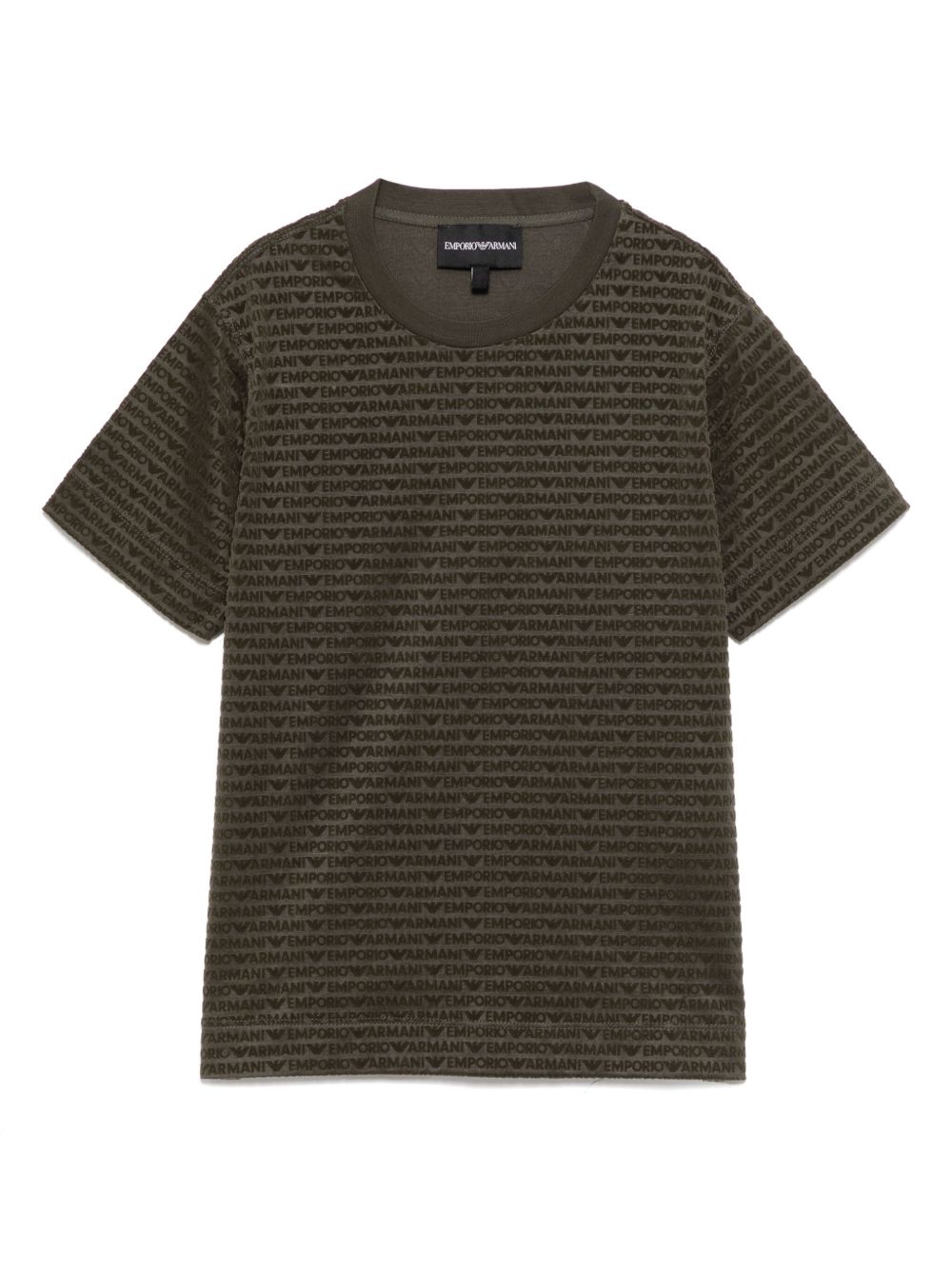 Emporio Armani Kids 大面积植绒logo T恤 - 绿色