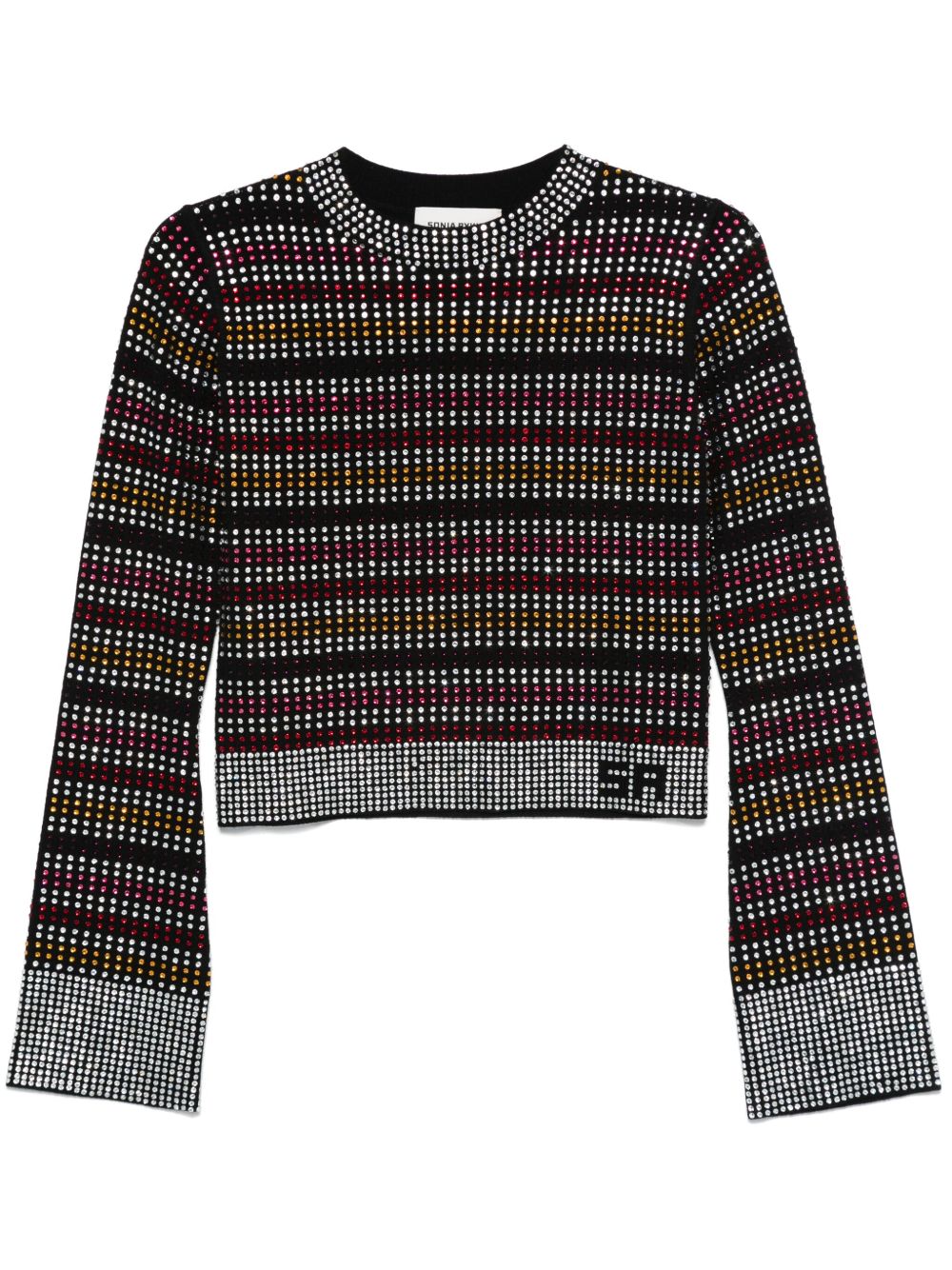 Sonia Rykiel 水钻缀饰条纹卫衣 - 黑色