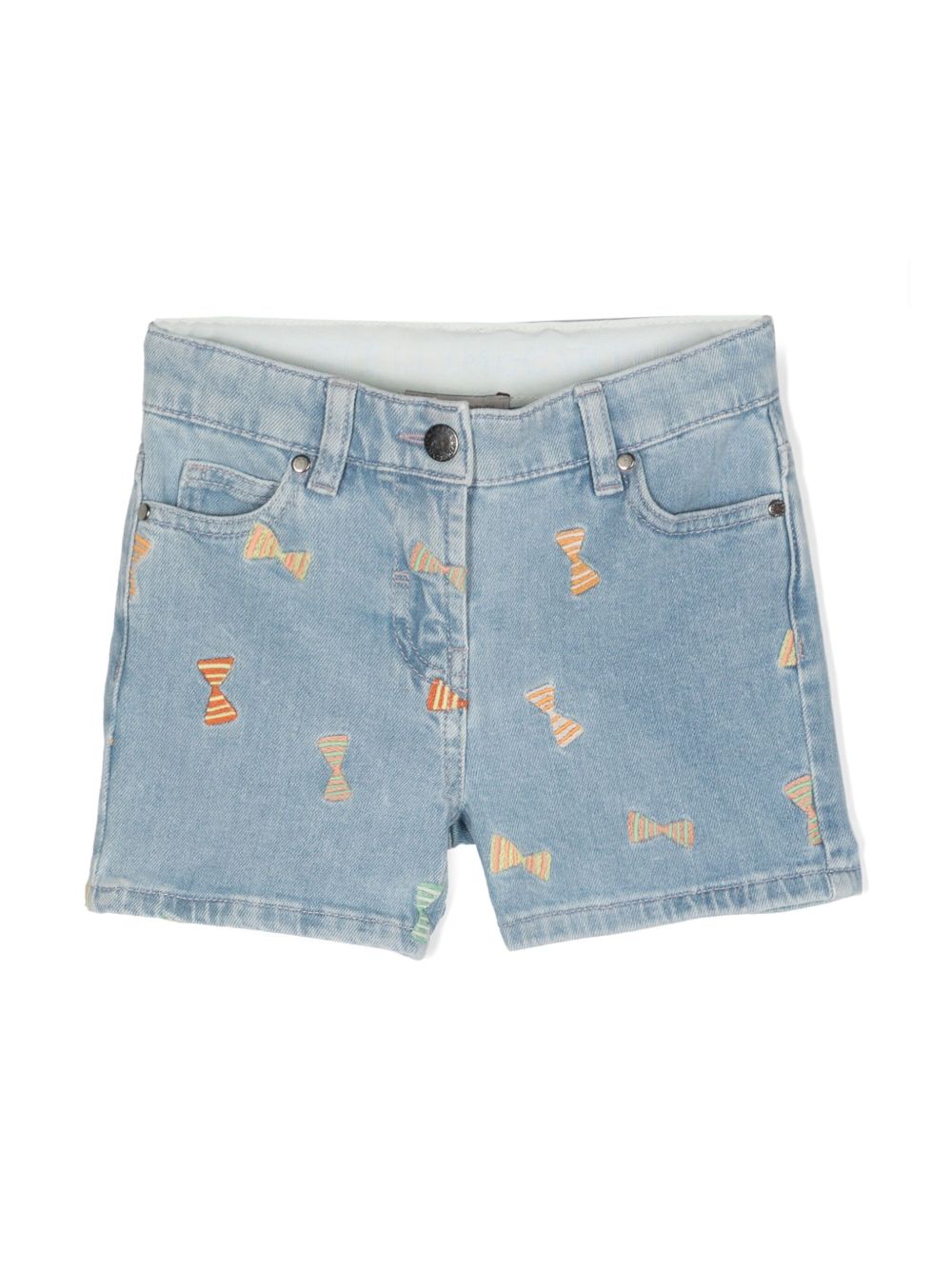 Stella McCartney Kids 图案刺绣牛仔短裤 - 蓝色