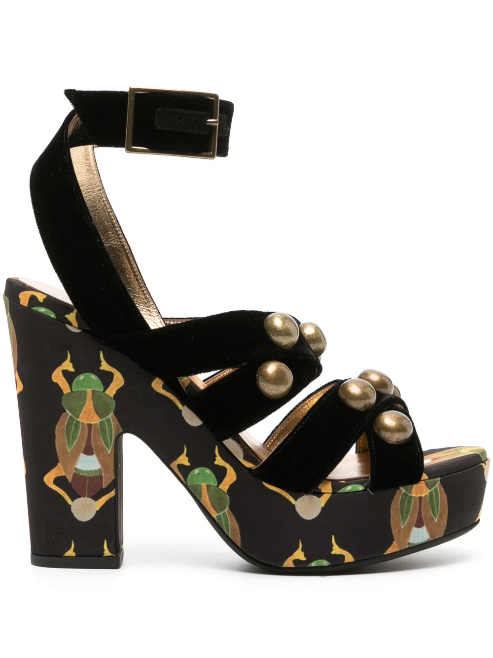 La DoubleJ Medal Wedge 高跟凉鞋 - 黑色