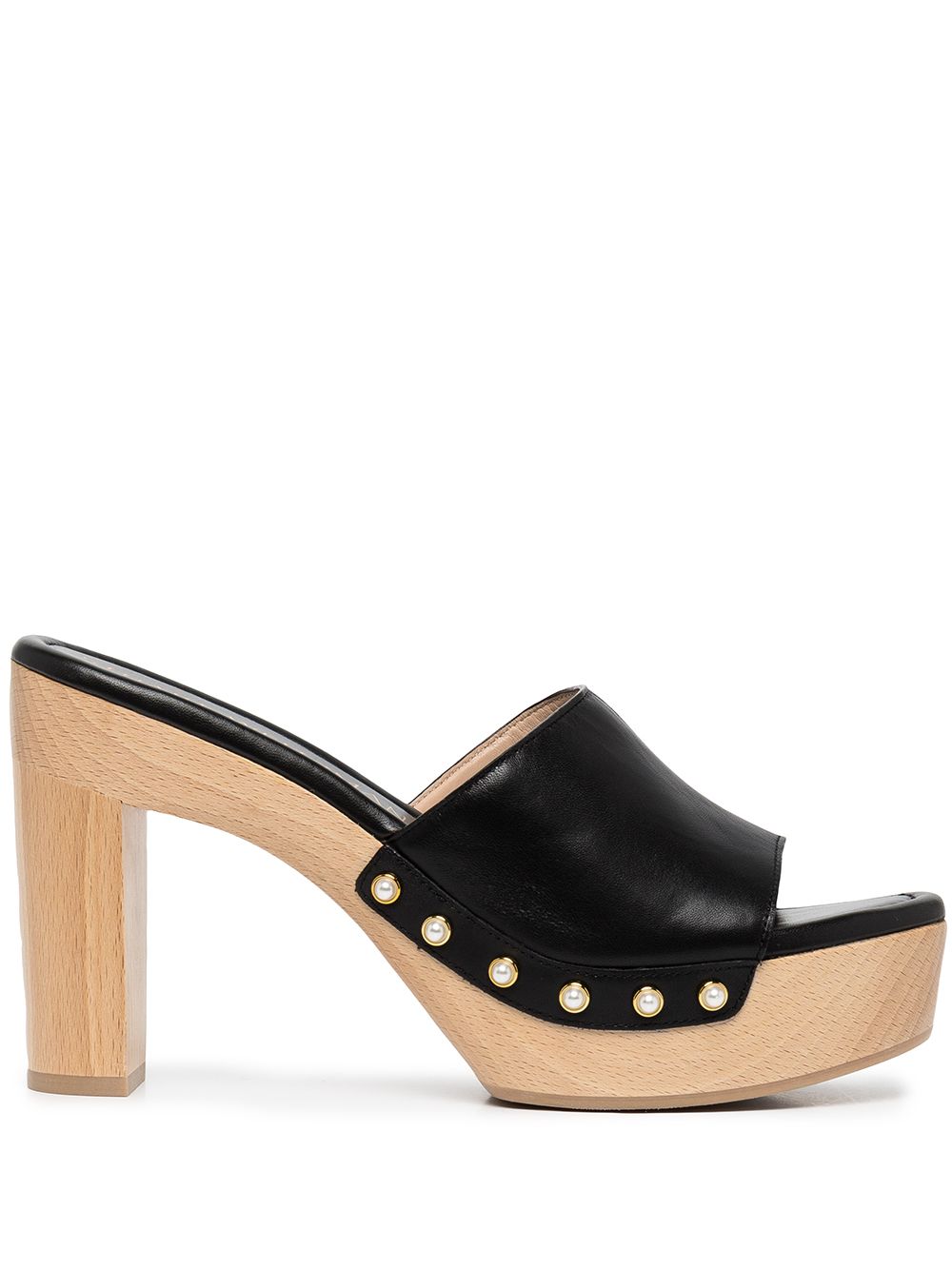 Stuart Weitzman 木质鞋跟木屐凉鞋 - 黑色