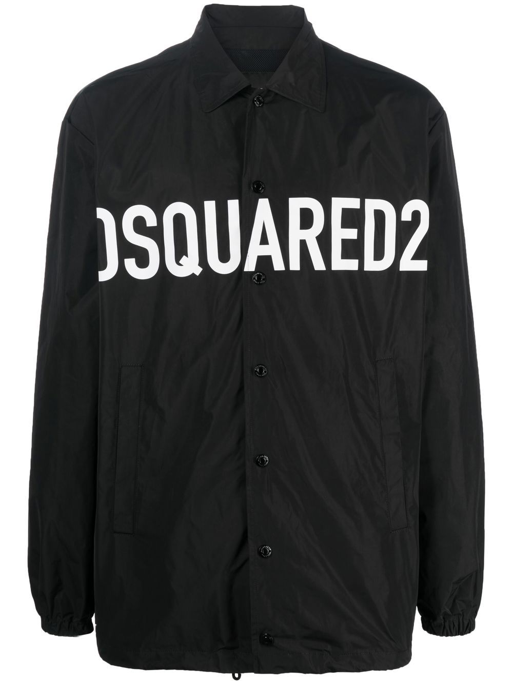 DSQUARED2 logo印花衬衫式夹克 - 黑色