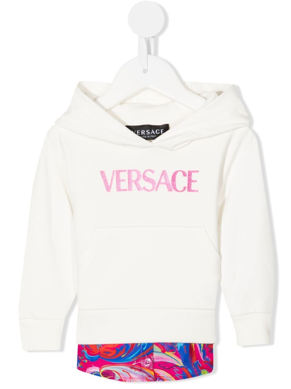 Versace Kids 范思哲 logo印花连帽连衣裙 - 白色