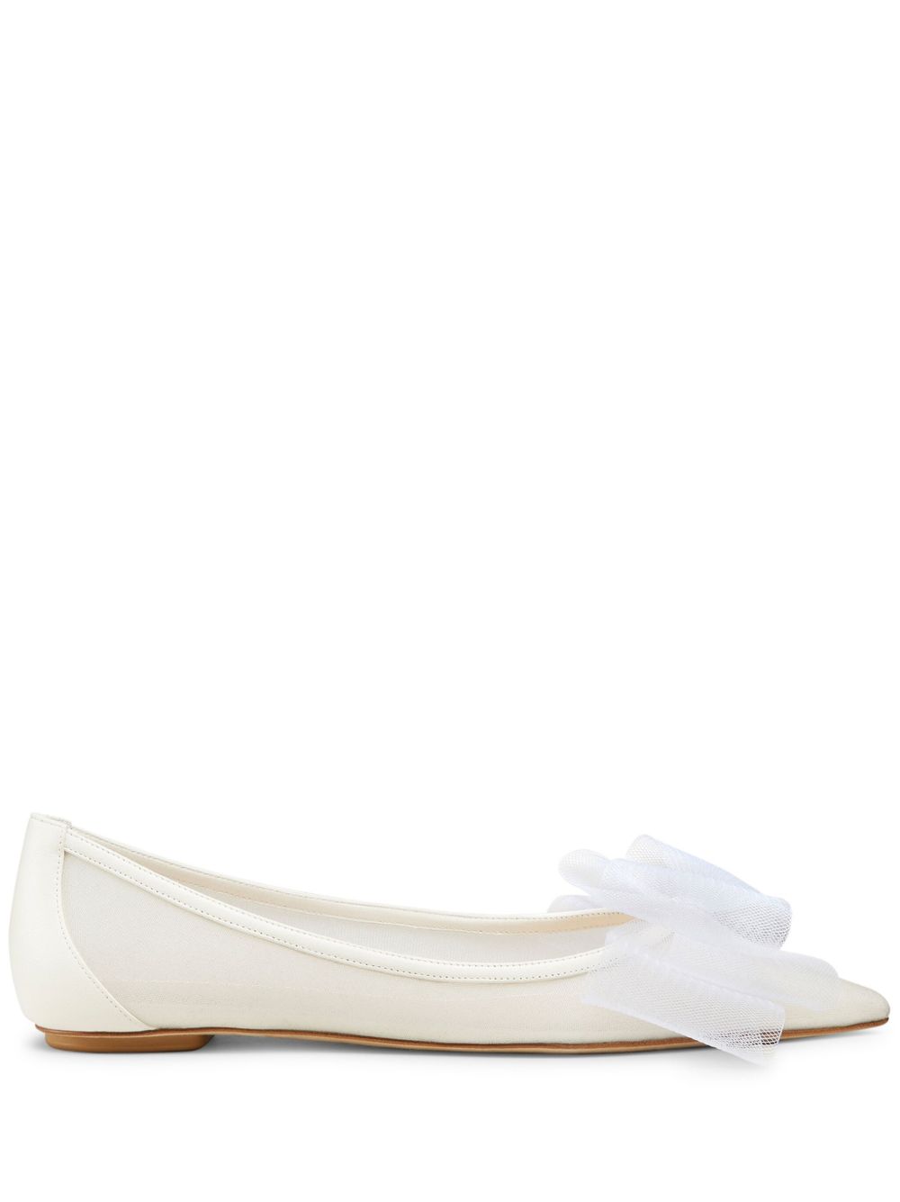 Stuart Weitzman Blushing Bow 芭蕾平底鞋 - 白色