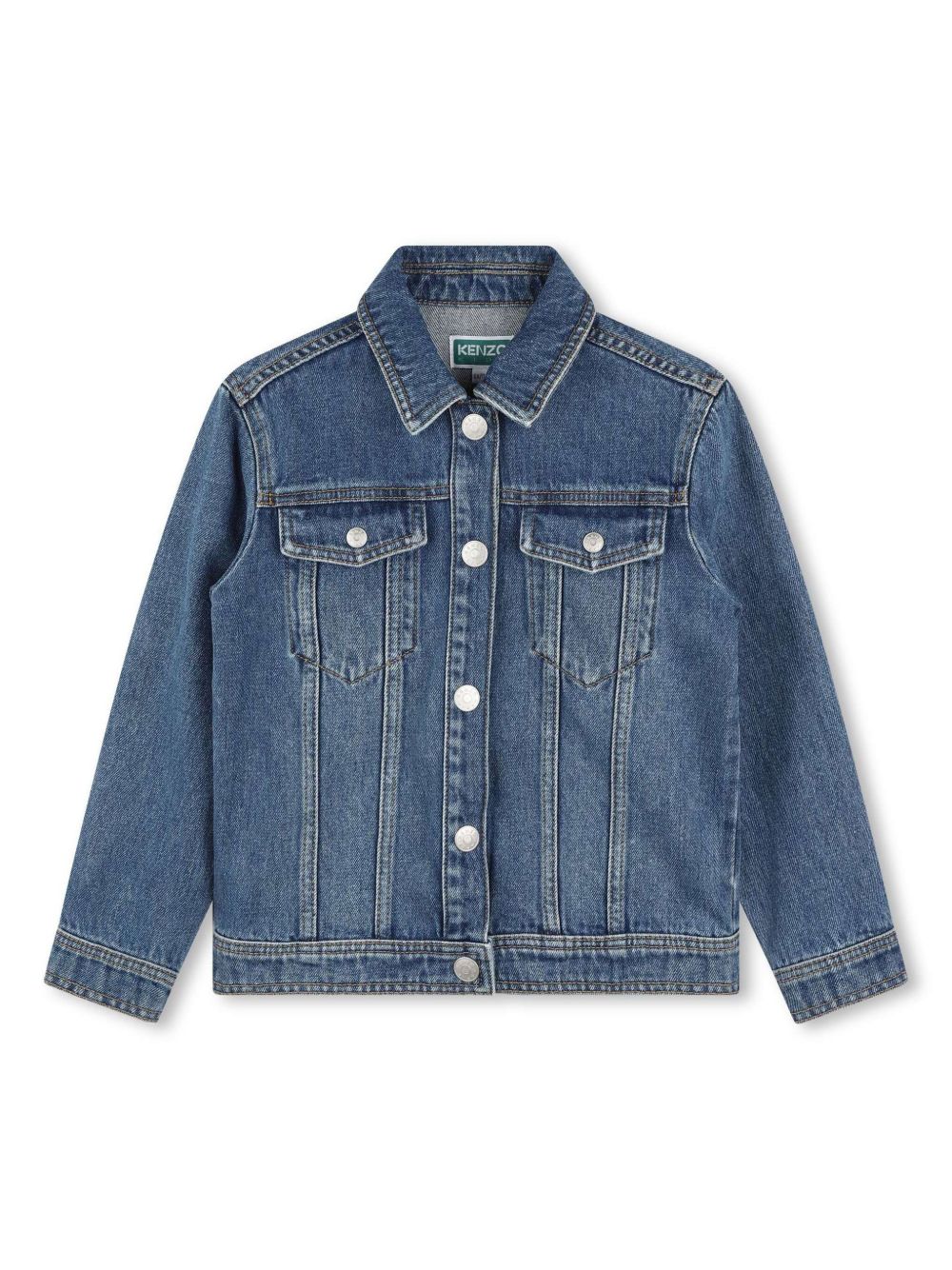 Kenzo Kids logo刺绣牛仔夹克 - 蓝色
