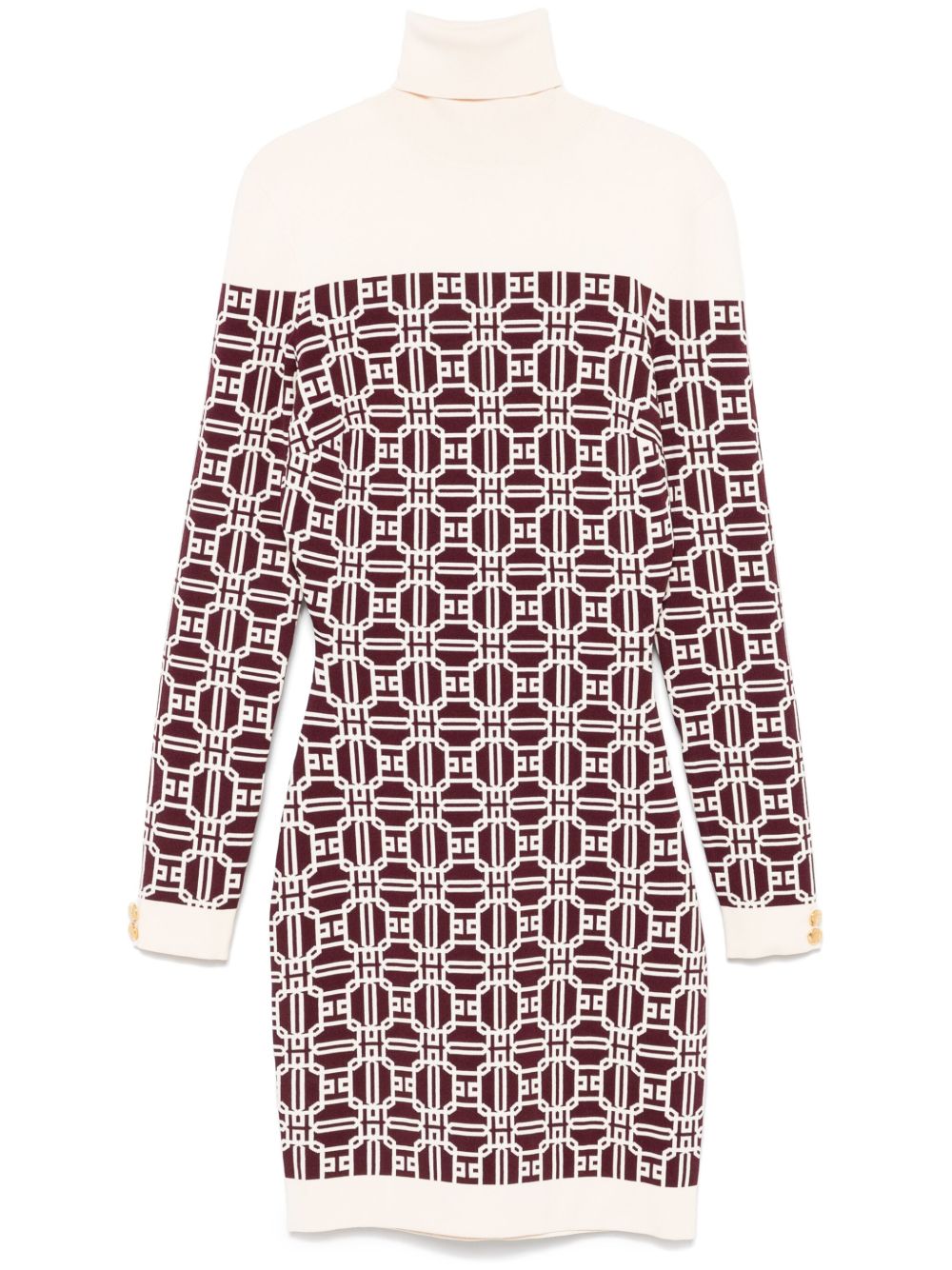 Elisabetta Franchi 提花logo高领迷你连衣裙 - 中性色