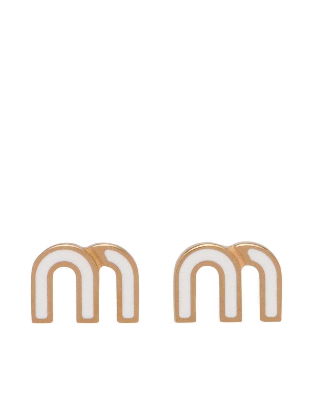 Miu Miu logo标牌耳钉 - 金色