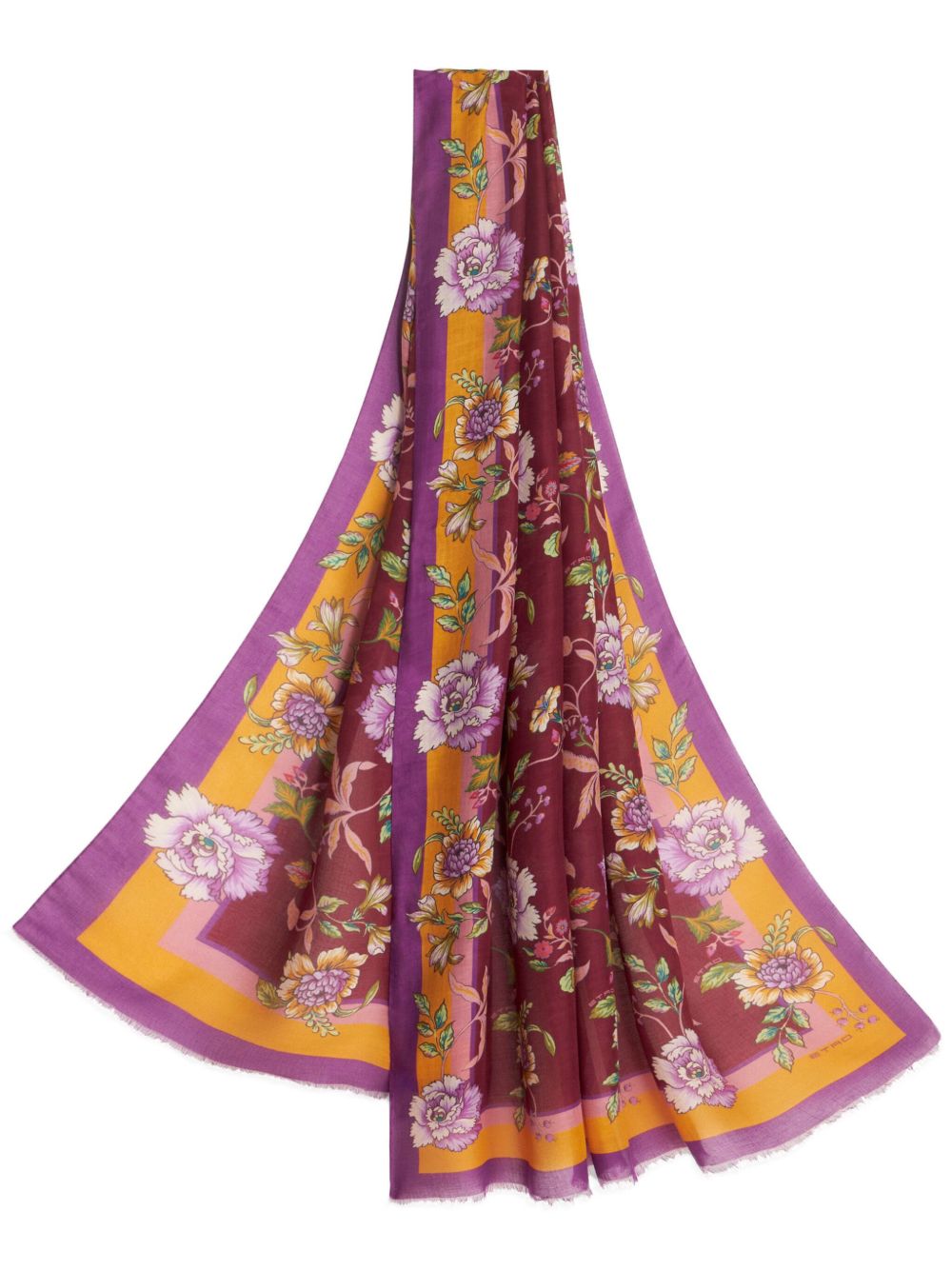 ETRO 花卉印花半透明围巾 - 粉色